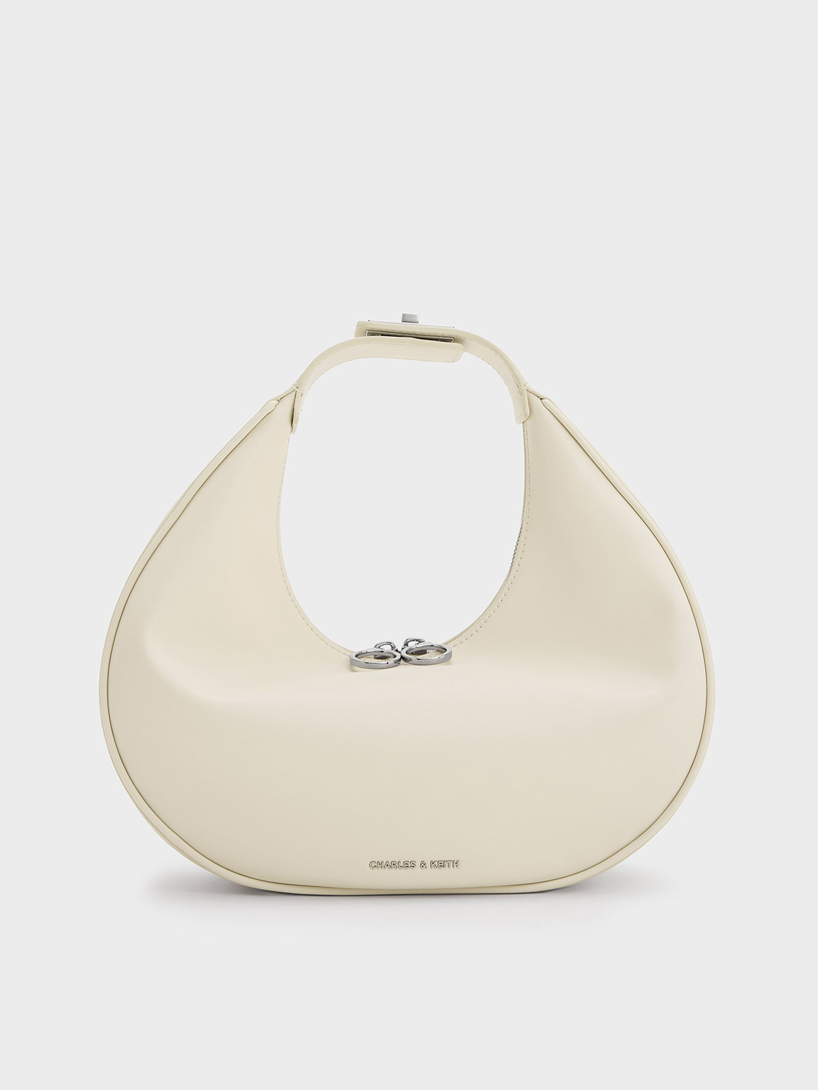 Shop Charles & Keith Crescent Hobo Bag In Chalk