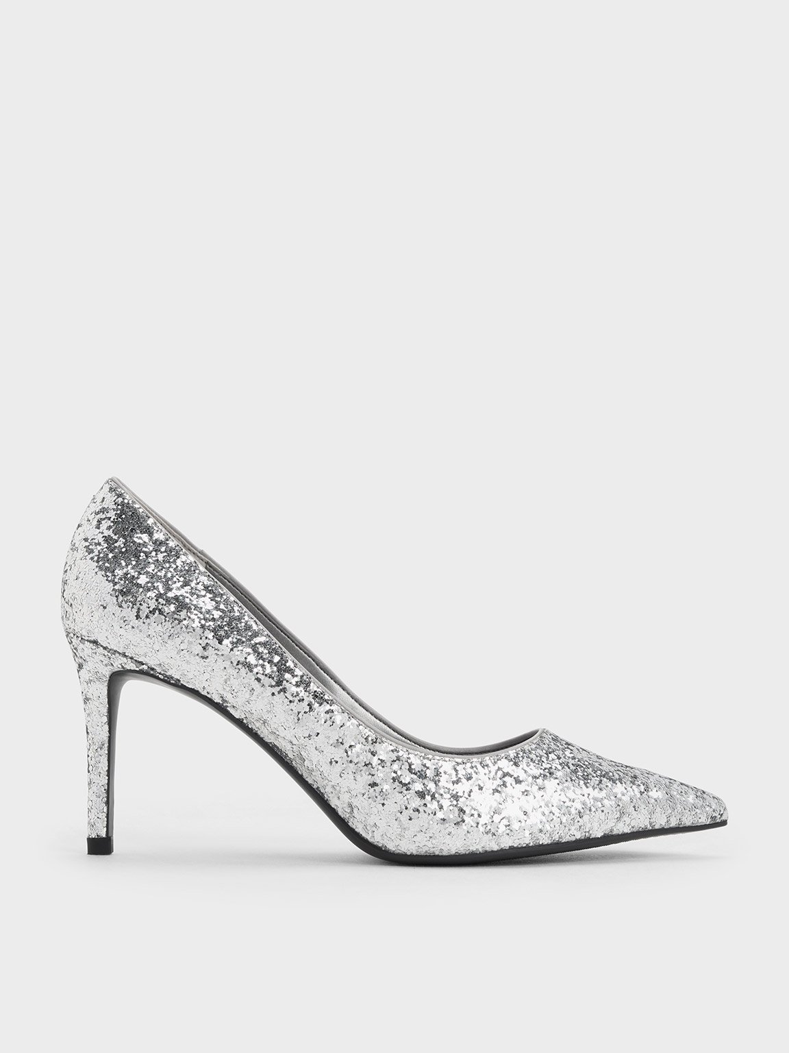 Charles & Keith - Emmy Glittered Pointed-Toe Pumps