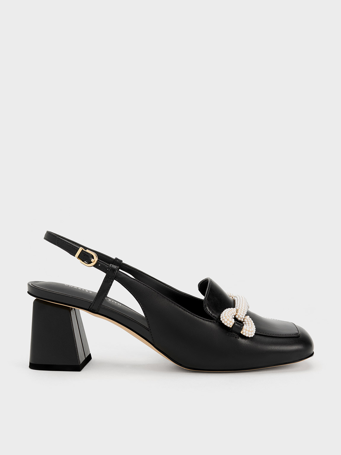 Charles & Keith - Beaded Slingback Loafer Pumps