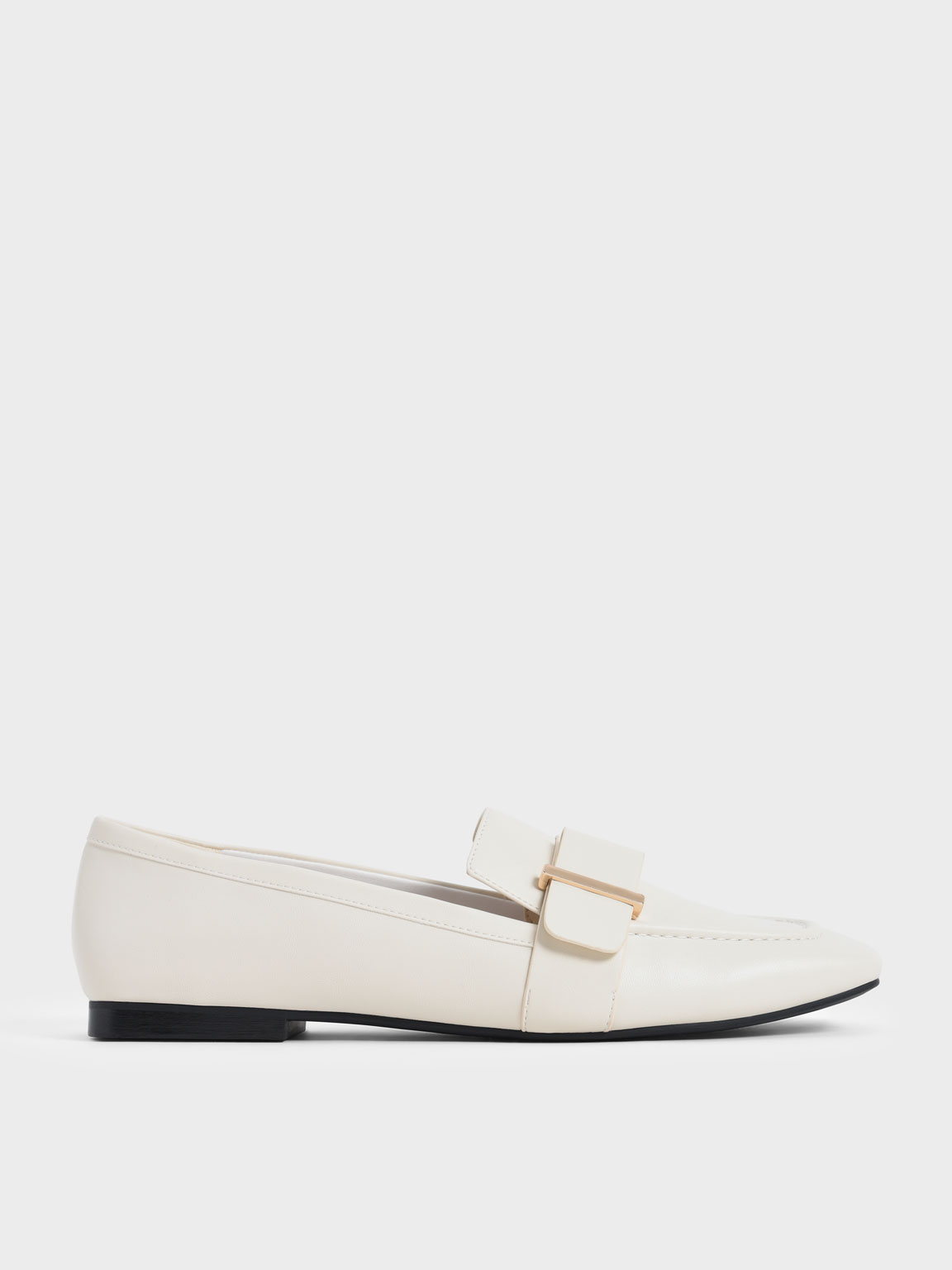 

Metallic Accent Penny Loafers, Chalk