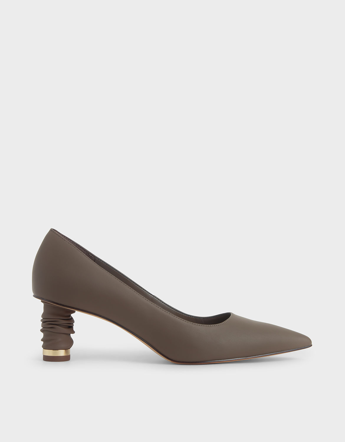 

Cylindrical Heel Pointed Toe Pumps, Dark brown