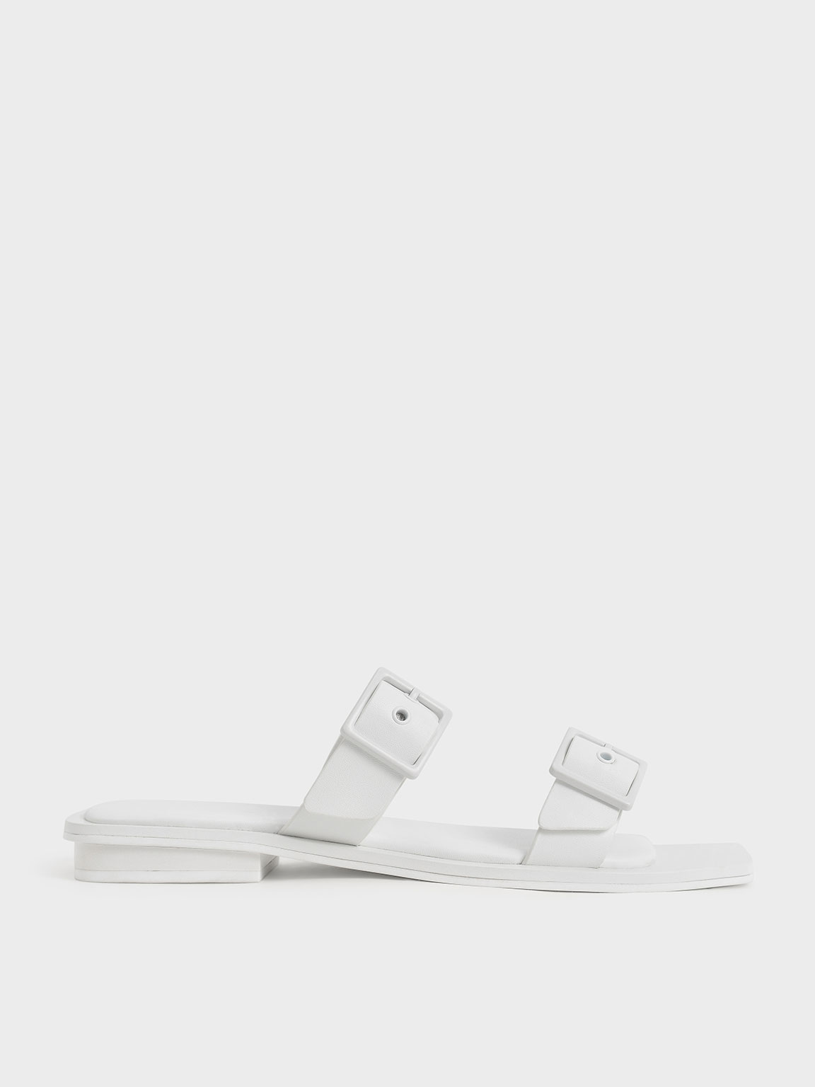 

Square Toe Buckled Slide Sandals