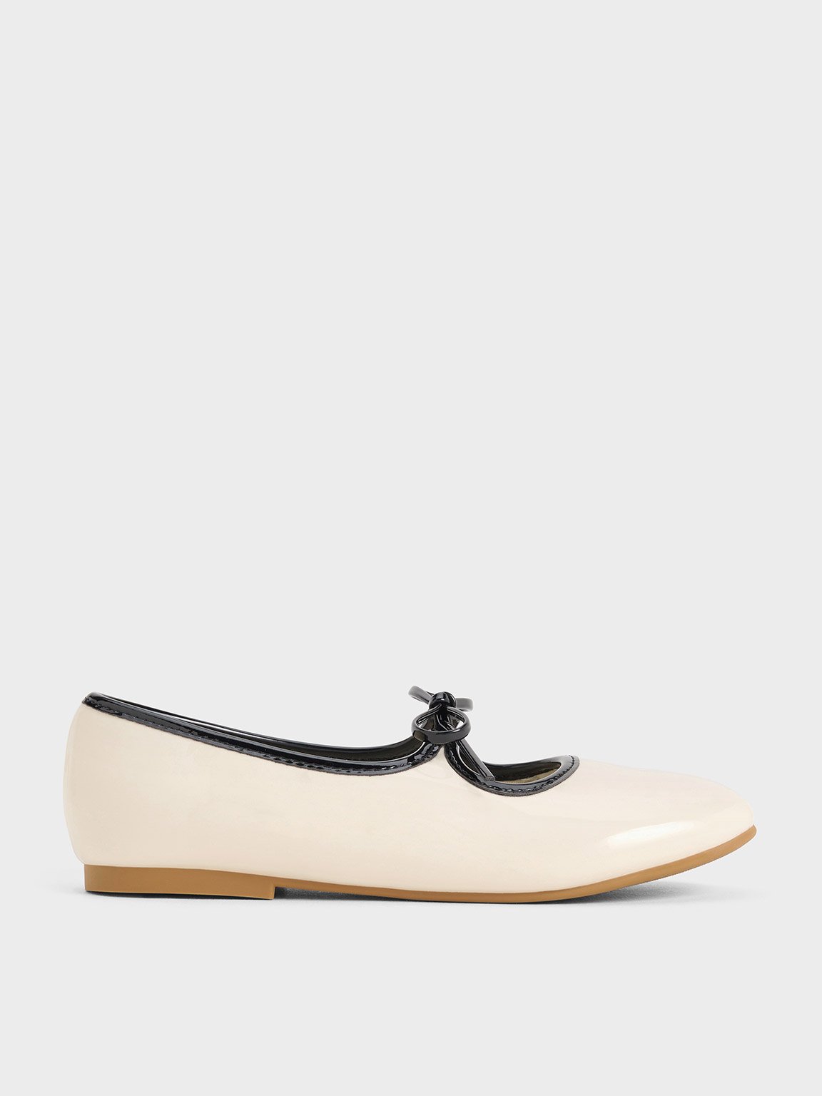 Charles & Keith - Girls' Patent Two-Tone Bow Ballet Flats