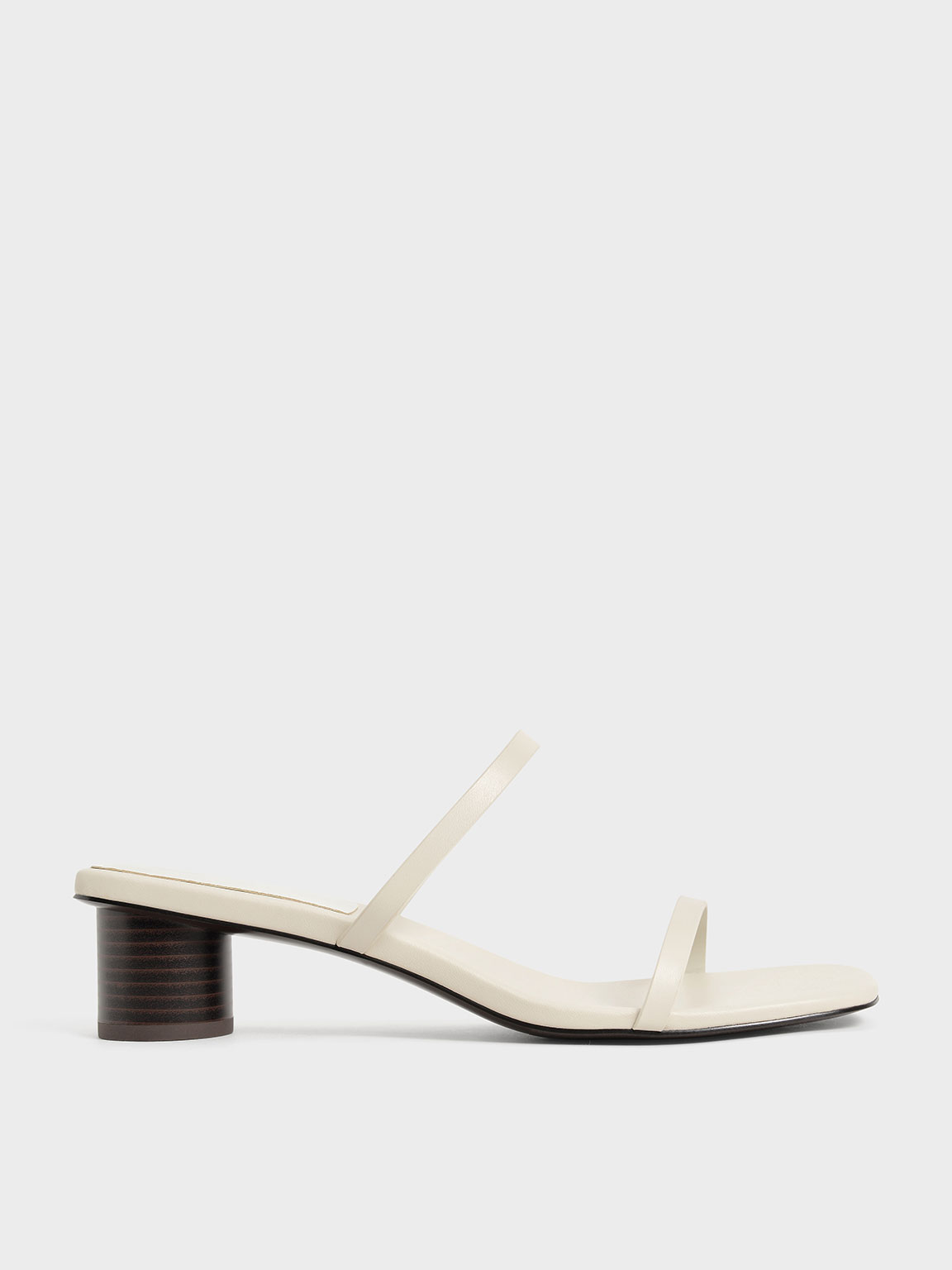 

Double Strap Cylindrical Heel Mules, Chalk