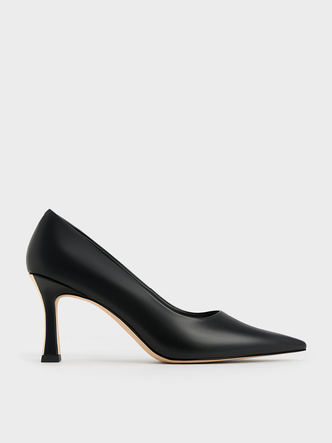 Black Flared Heel Pointed-Toe Pumps - CHARLES & KEITH UK