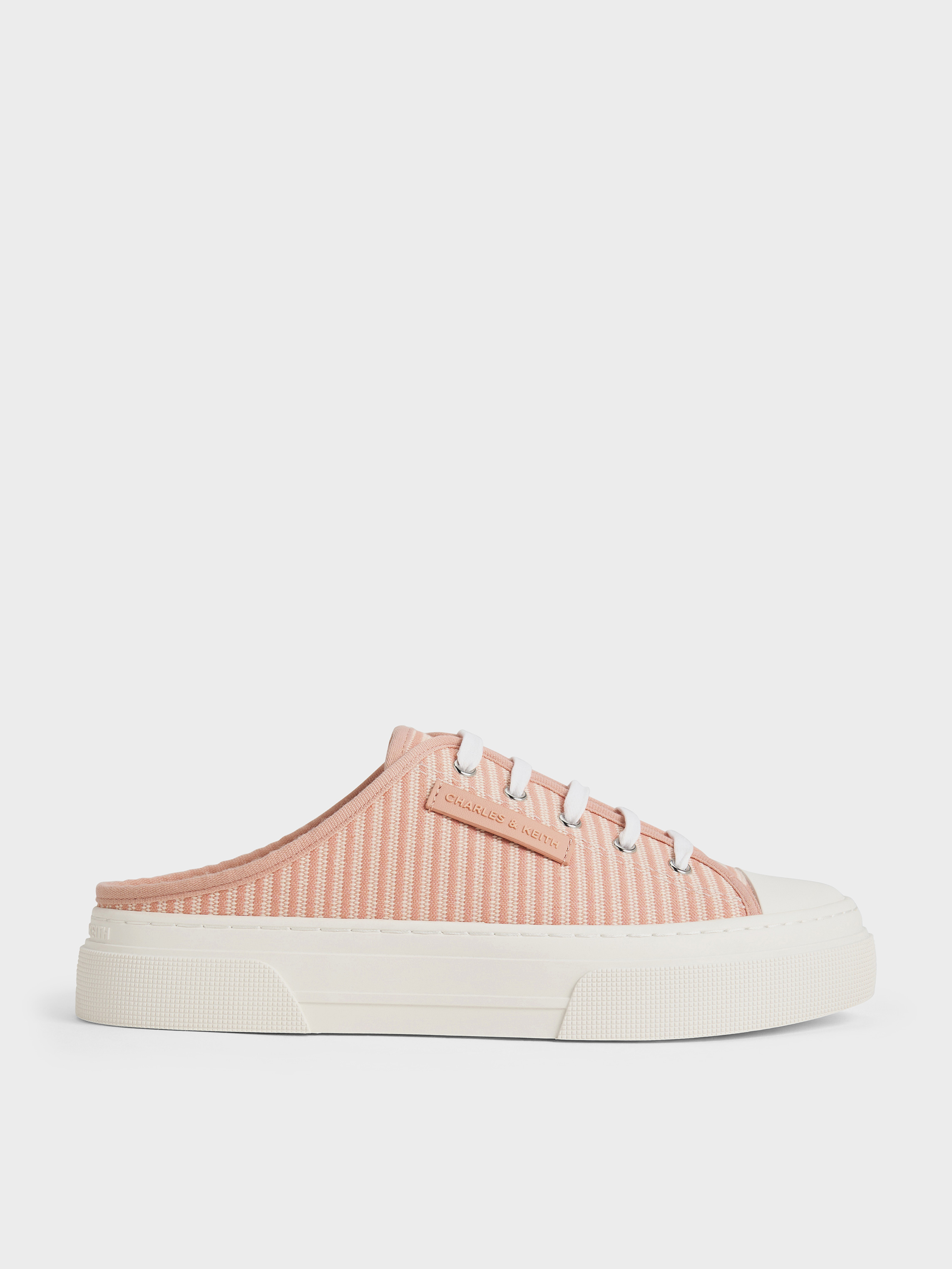 Shop Charles & Keith - Kay Striped Slip-on Sneakers In Pink
