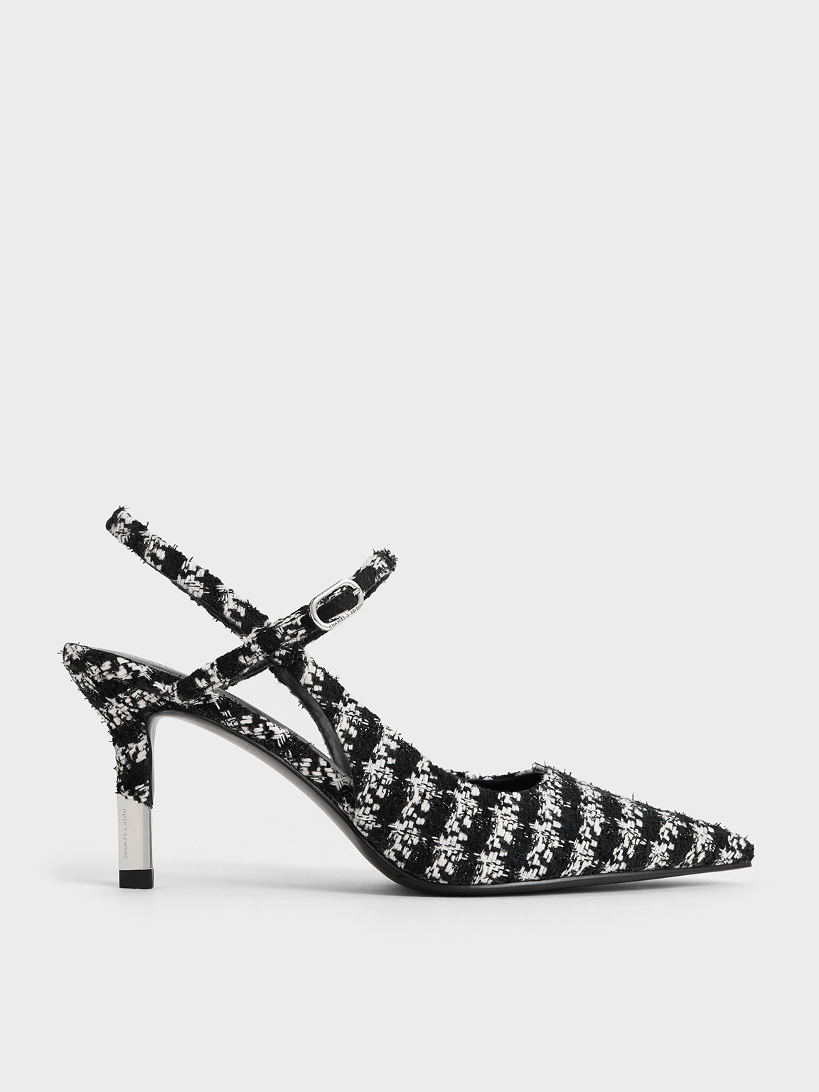 Charles & Keith - Tweed Two-Tone Heel Slingback Pumps