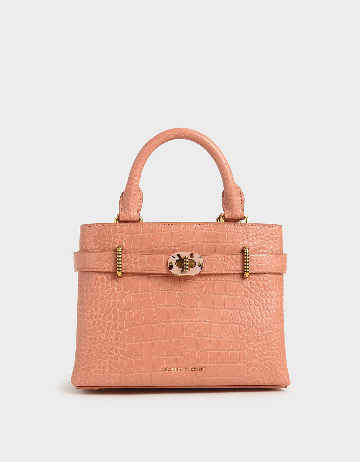 

Croc-Effect Turn-Lock Tote Bag