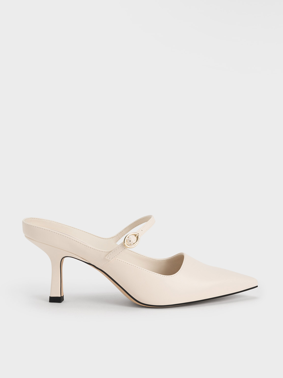 Charles & Keith Mary Jane Heeled Mules In Chalk