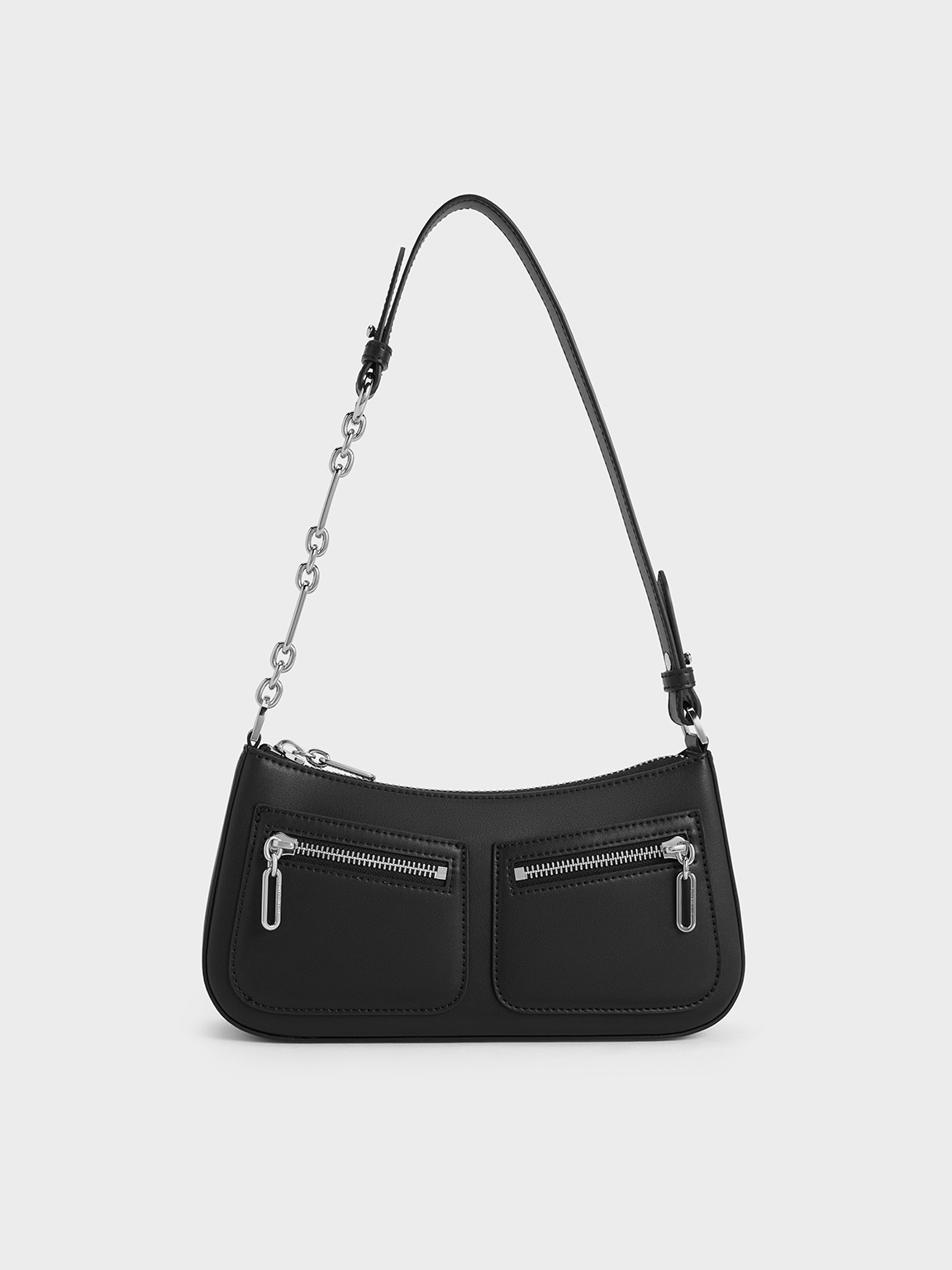 Shop Charles & Keith Chain-strap Shoulder Bag In Noir