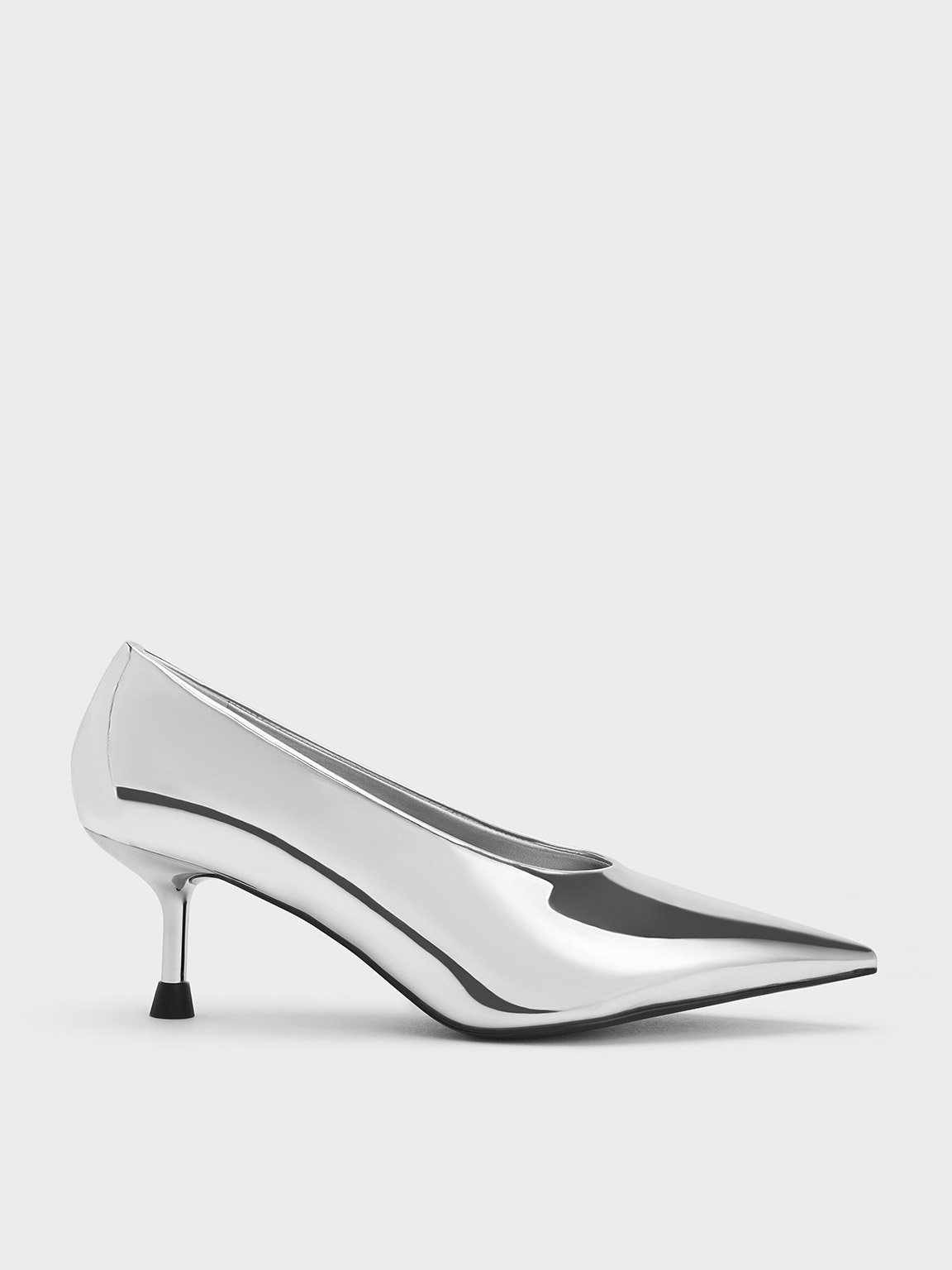 Charles & Keith - Metallic Pointed-Toe Kitten-Heel Pumps