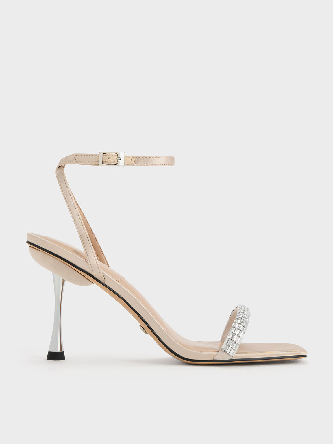 Charles & Keith - Demi Recycled Polyester Embellished Ankle-Strap Sandals