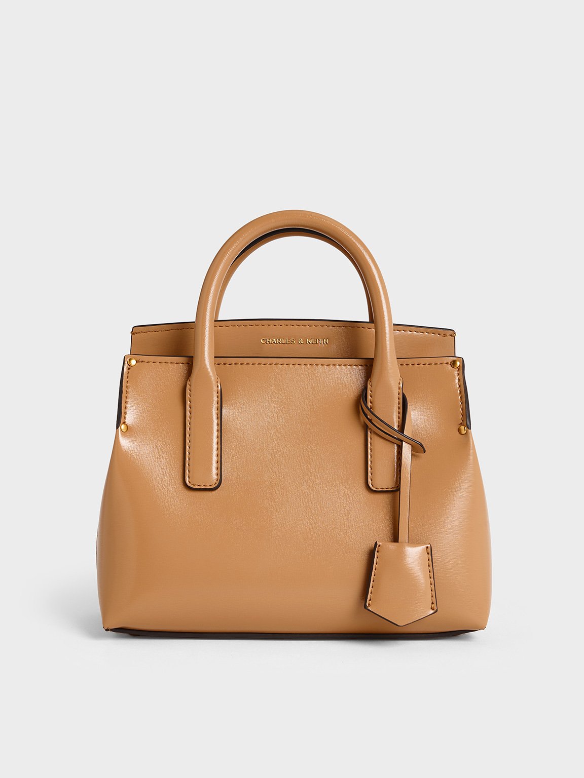 Charles & Keith - Rene Structured Top Handle Bag In Brown