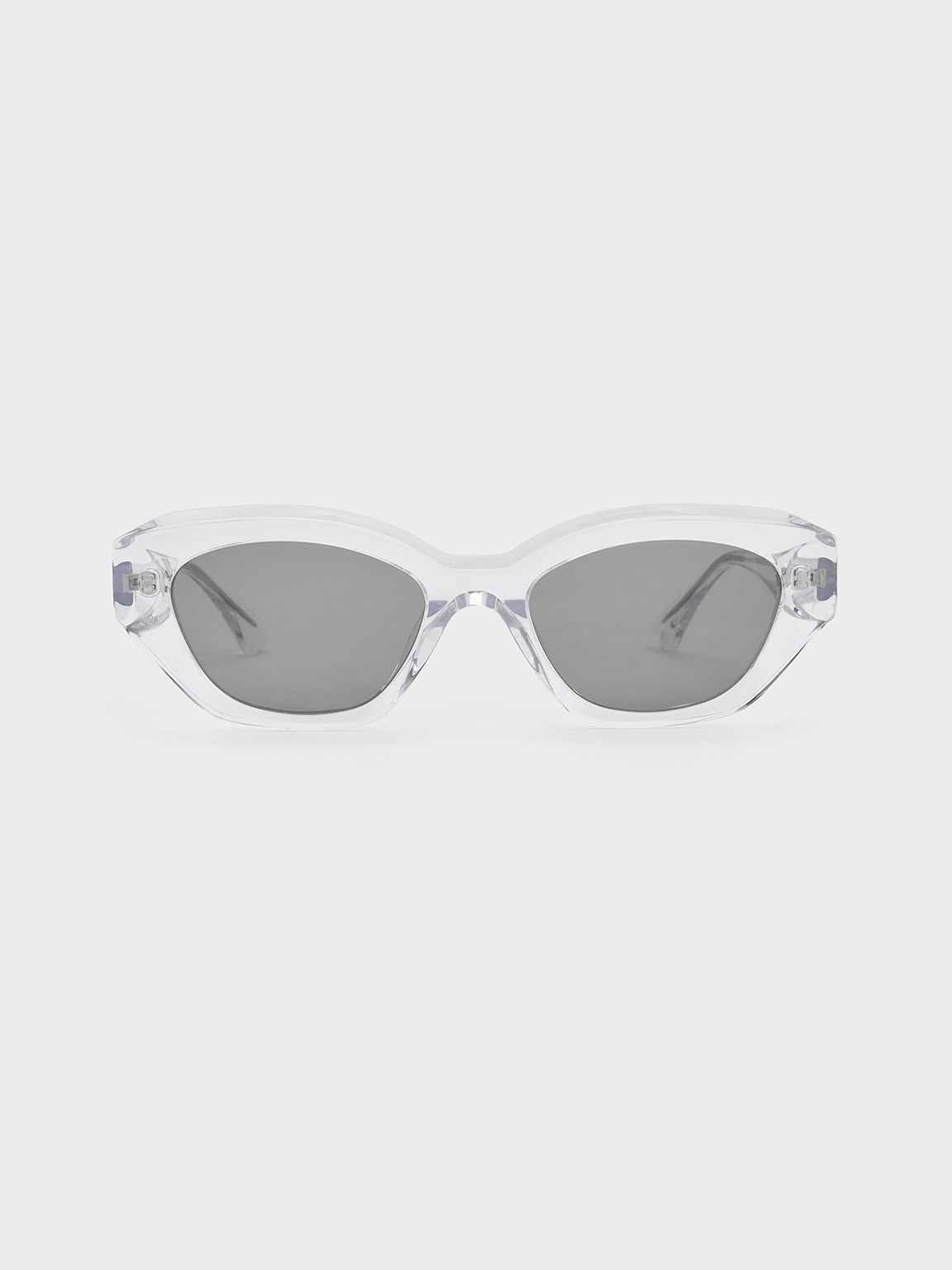 Clear Recycled Acetate Geometric-Frame Cateye Sunglasses | CHARLES & KEITH  UK