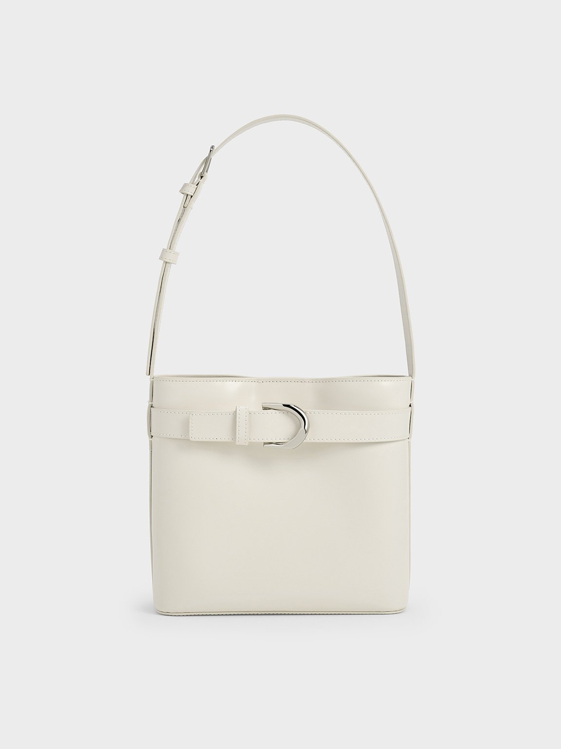 Charles & Keith - Gabine Leather Belted Bucket Bag