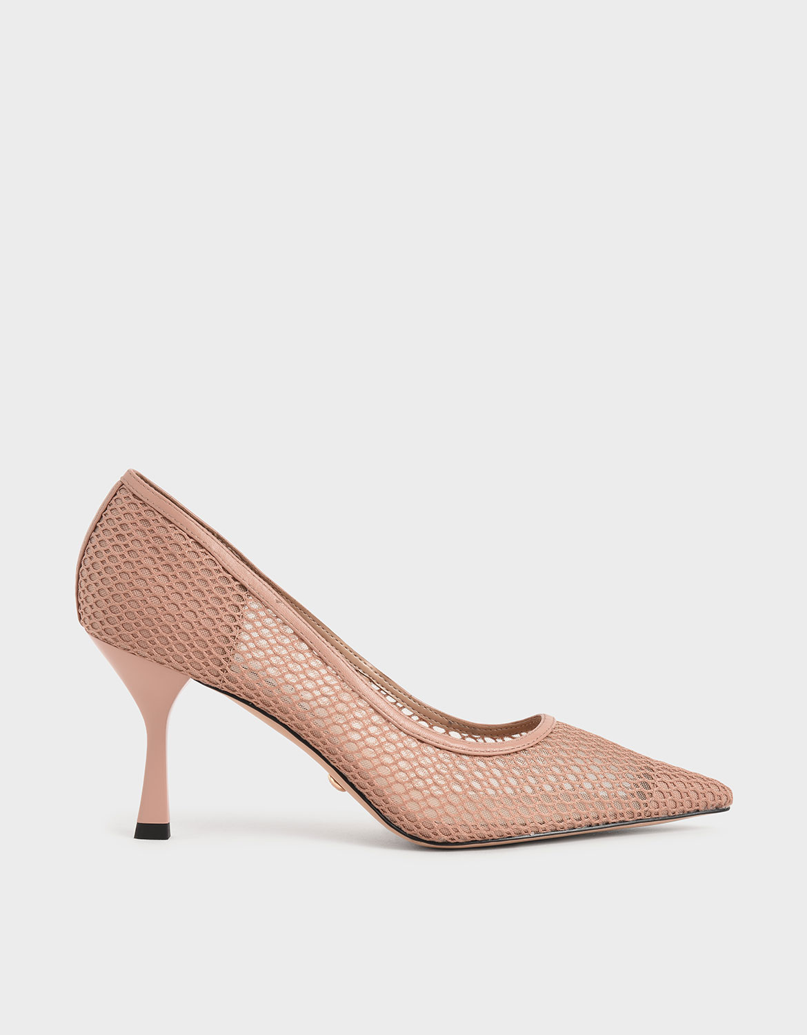 

Leather Mesh Pumps, Nude