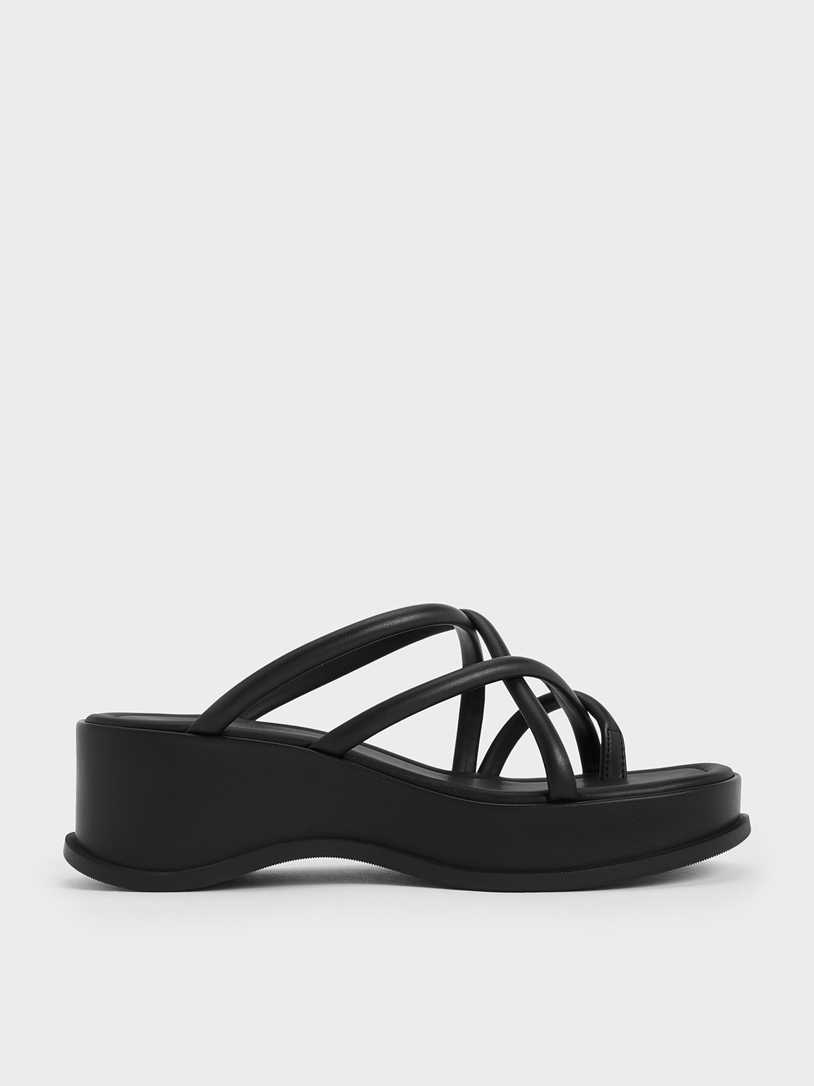 Black high wedge sandals best sale