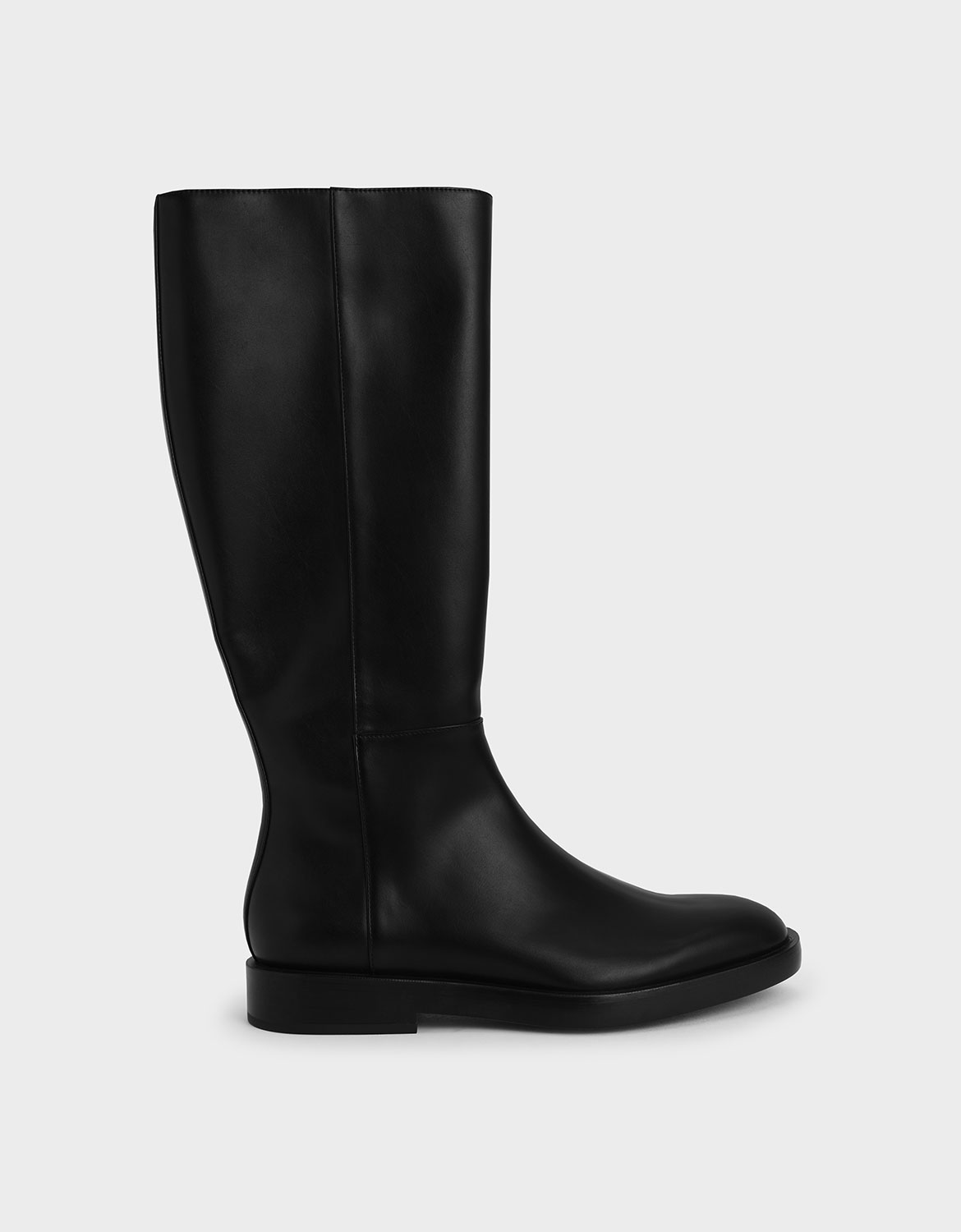 

Side Zip Knee High Boots, Black