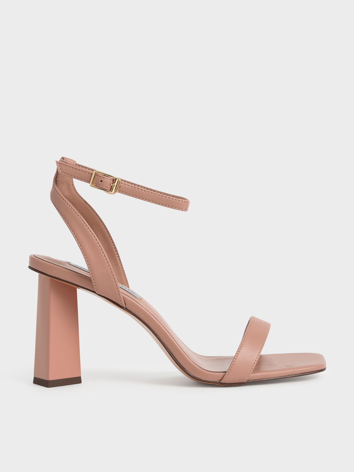 

Ankle Strap Geometric Heeled Sandals, Pink