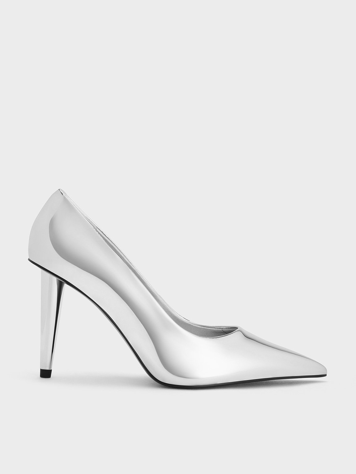 Charles & Keith - Metallic Cone-Heel Pointed-Toe Pumps