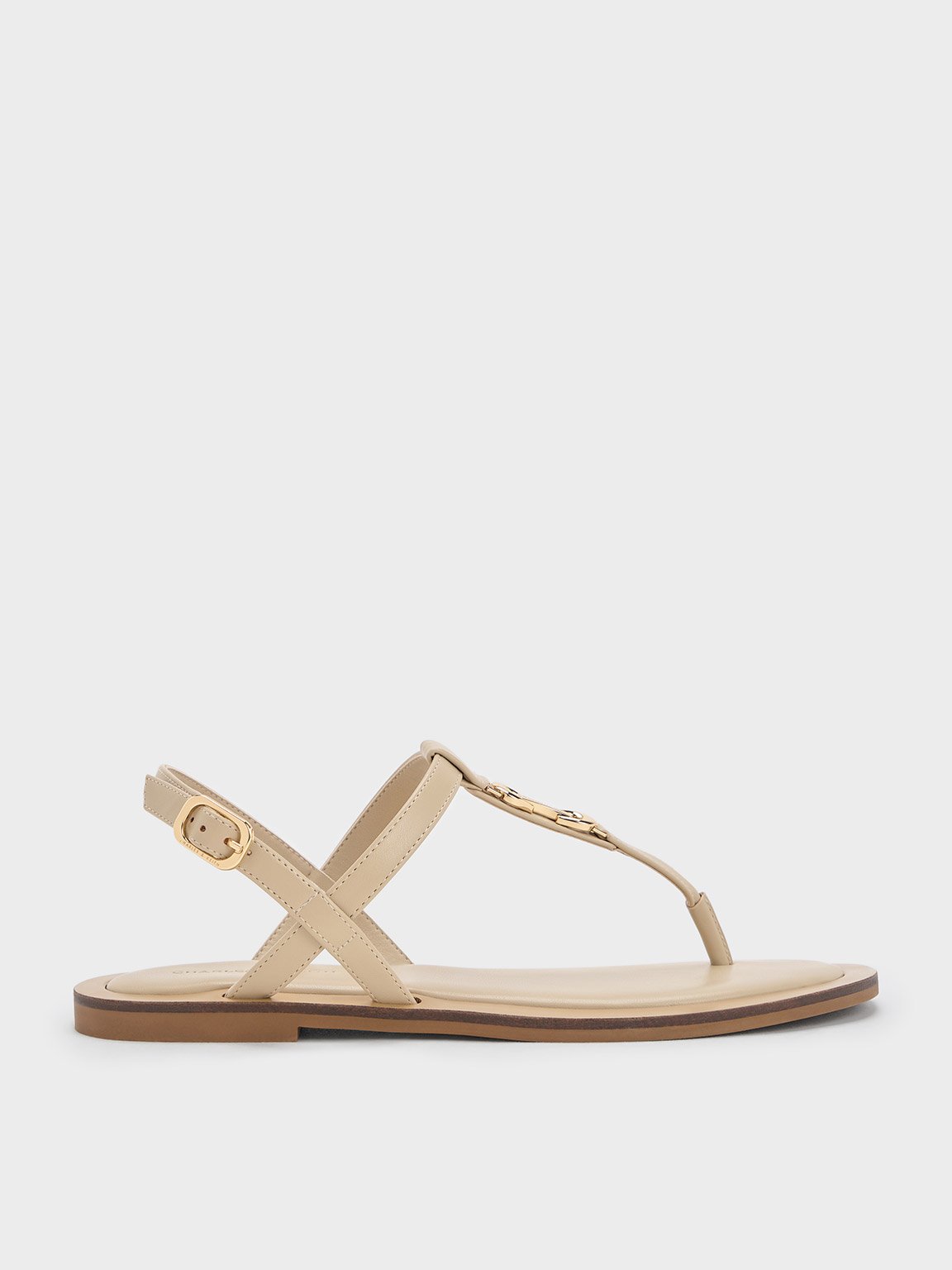 Charles & Keith - Metallic-Accent Thong Sandals