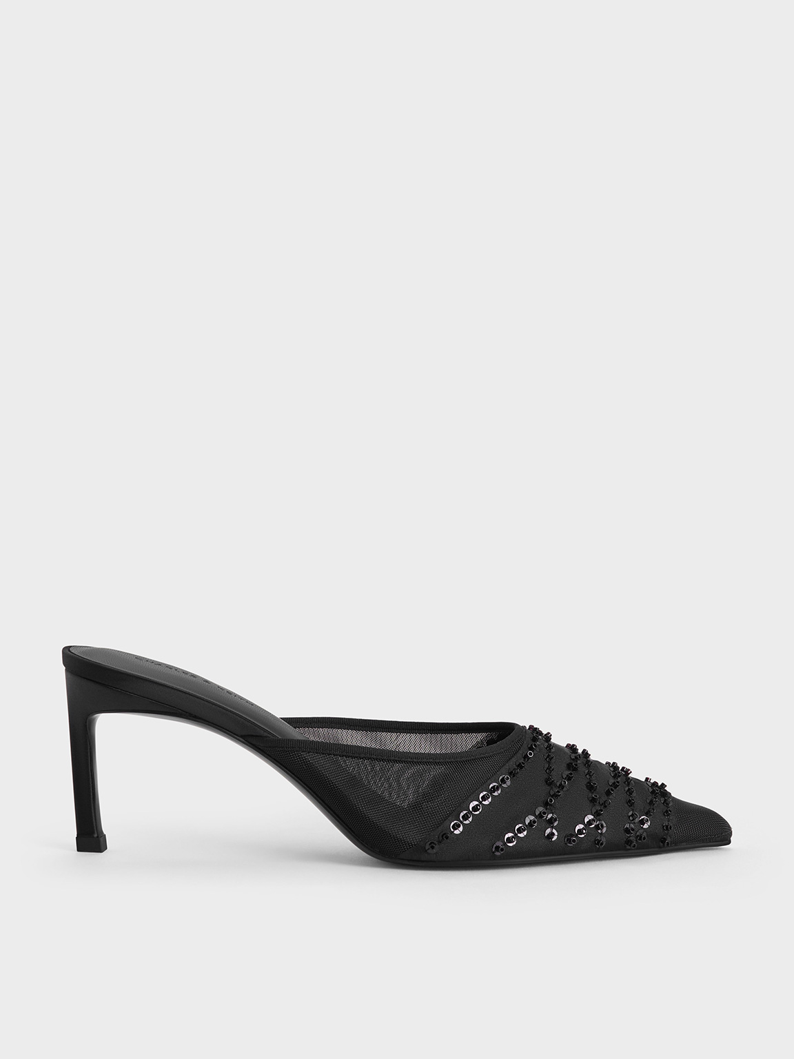 Charles & Keith - Mesh Sequinned Heeled Mules