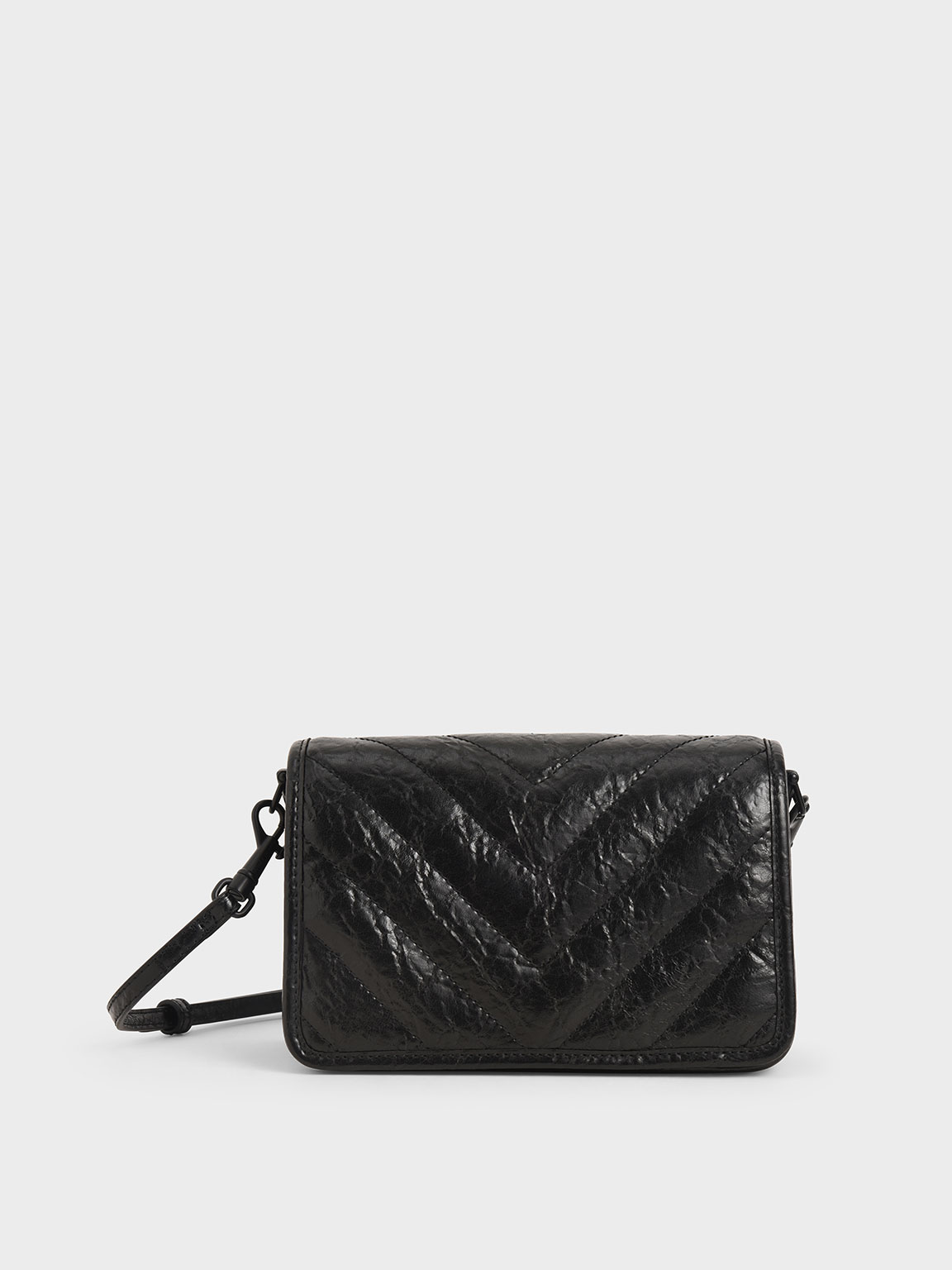 

Quilted Patent Crossbody Bag, Black