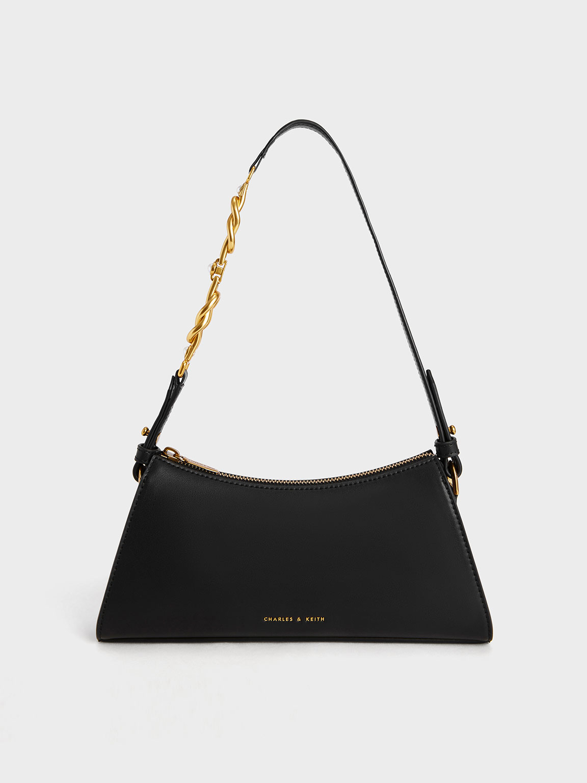 Charles & Keith - Metallic-Accent Strap Trapeze Bag