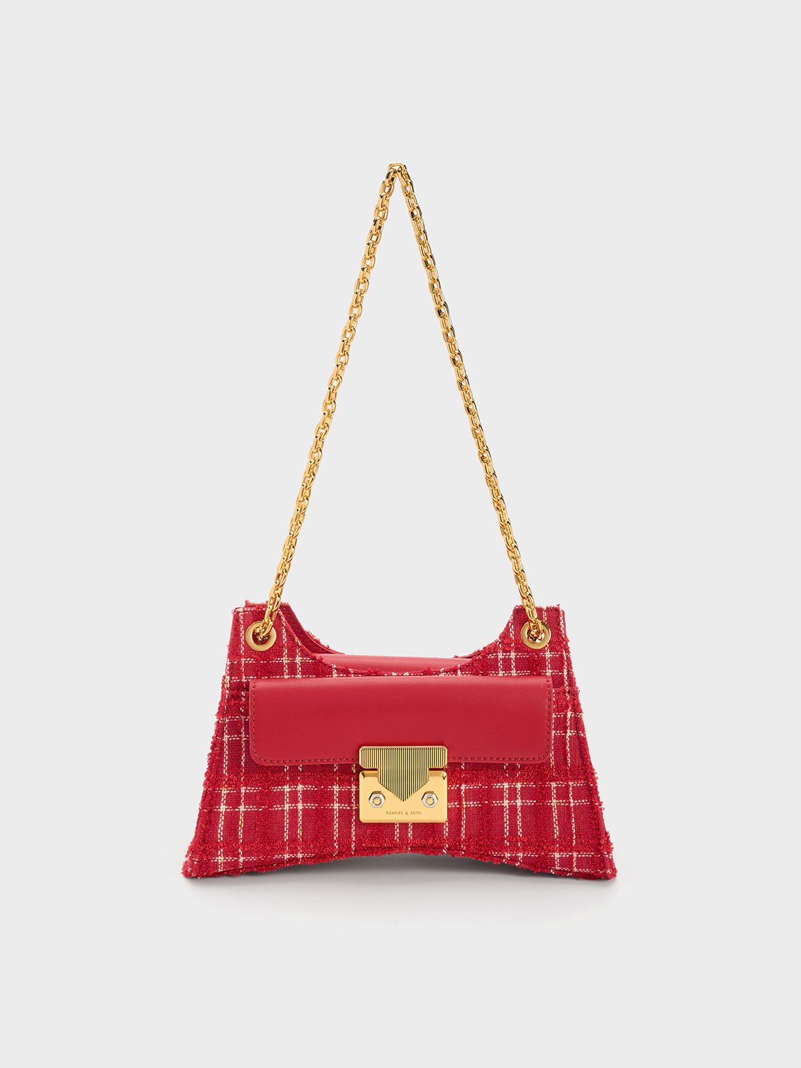 Red Eudora Tweed Sculptural Bag - CHARLES & KEITH UK