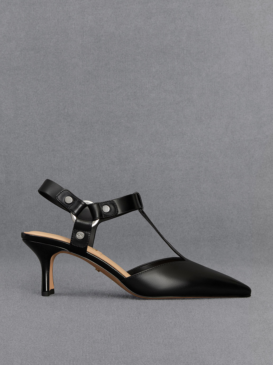 Charles & Keith - Leather Buckled T-Bar Pumps