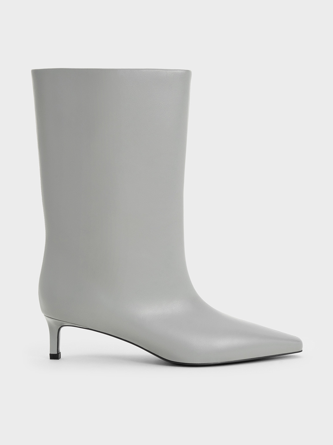 Charles & Keith - Elongated Tapered-Toe Kitten-Heel Calf Boots