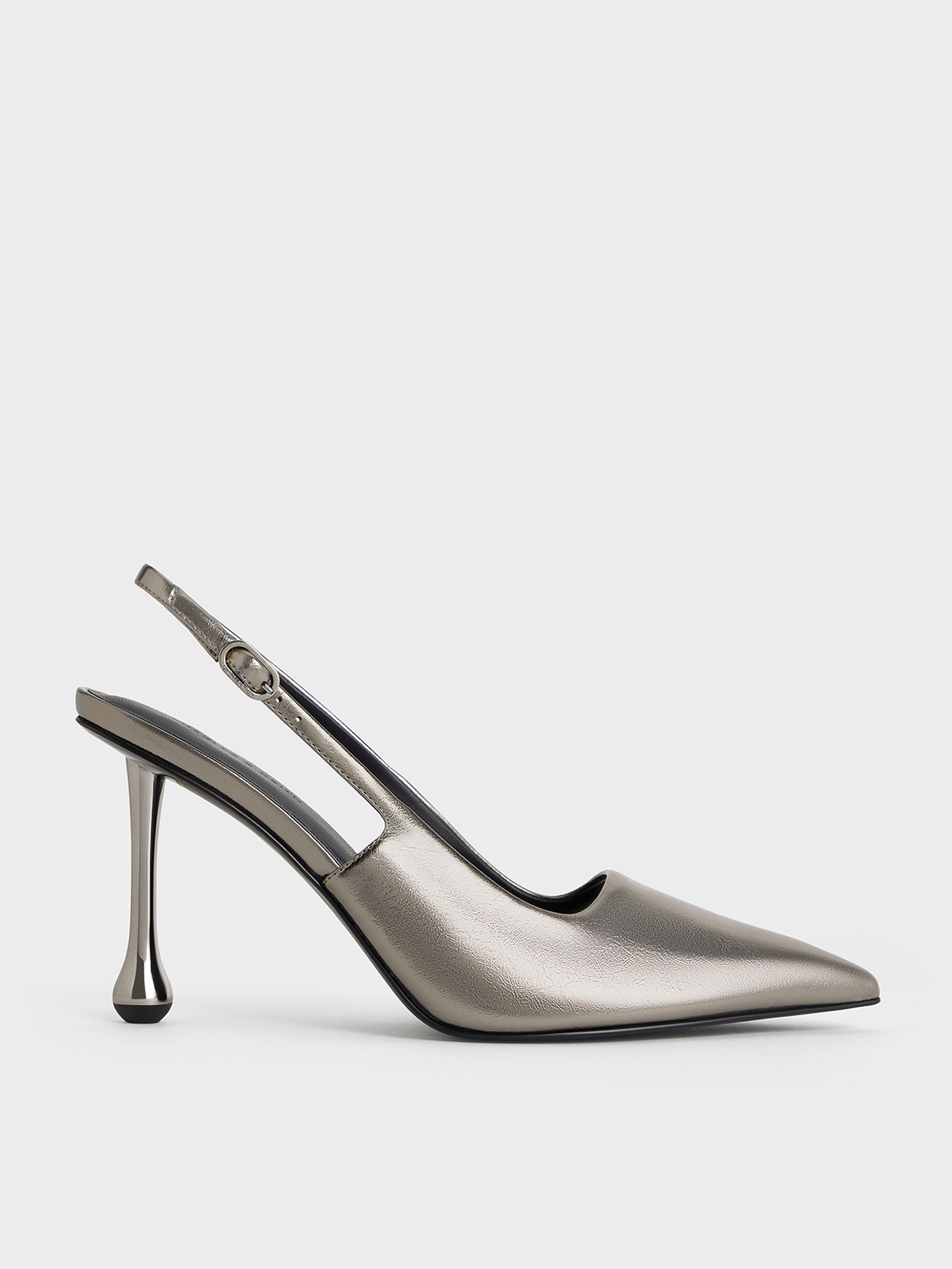 Charles & Keith - Metallic Sculptural-Heel Pointed-Toe Pumps