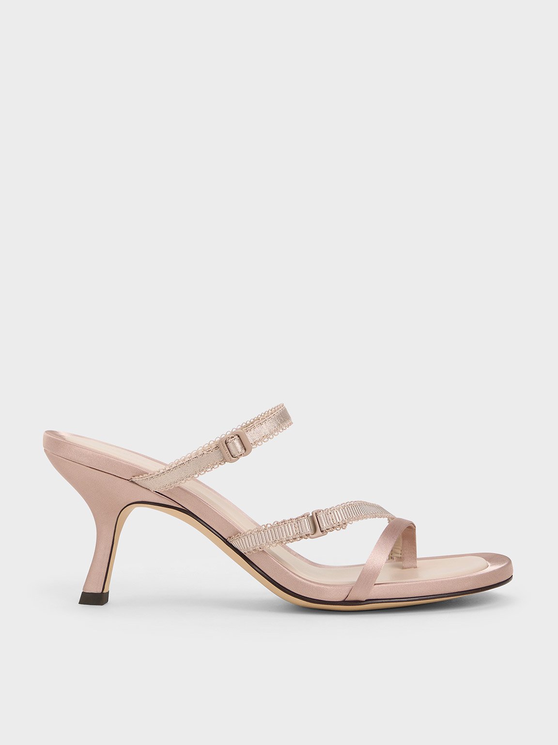 Charles & Keith - Satin Strappy-Lace Thong Sandals