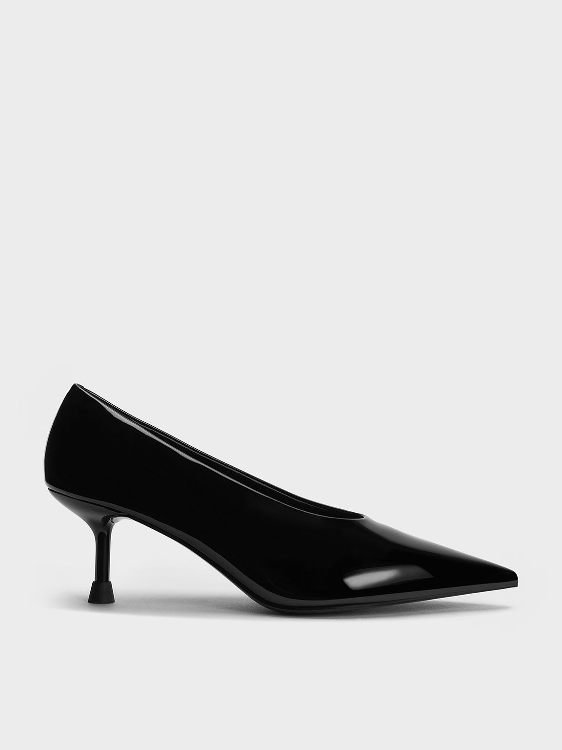 Charles & Keith - Patent Pointed-Toe Kitten-Heel Pumps