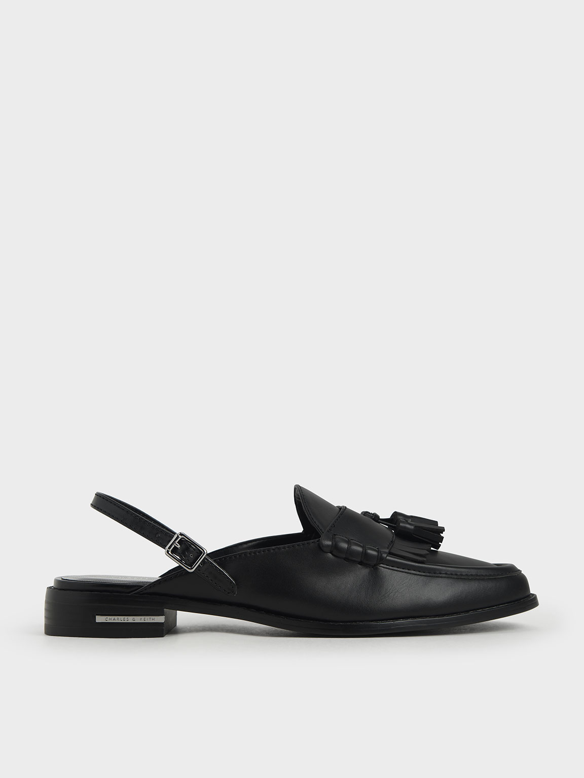 

Tassel Slingback Loafer Mules, Black