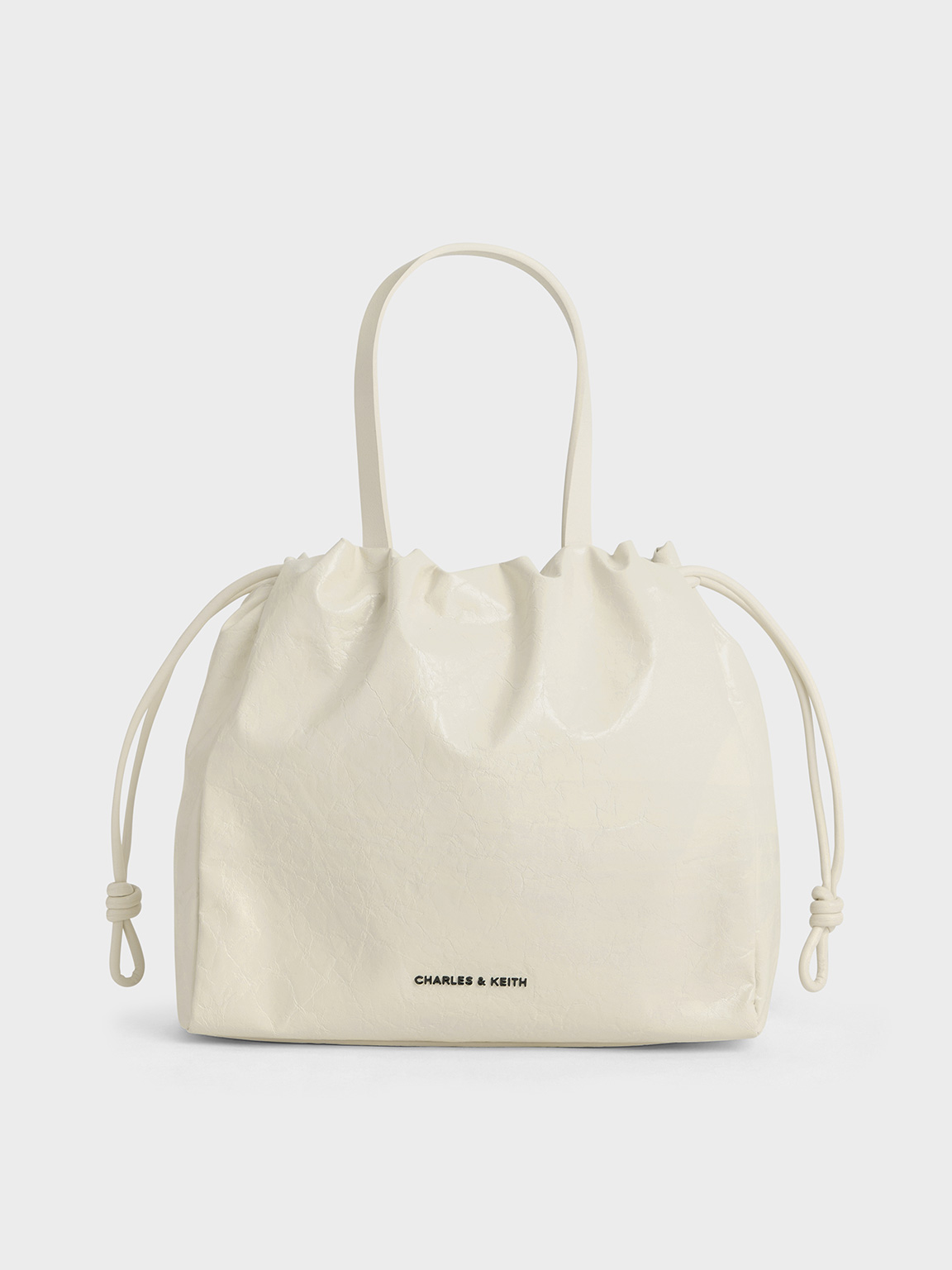 Charles & Keith - Mini Bethel Crinkle-Effect Ruched Drawstring Tote Bag