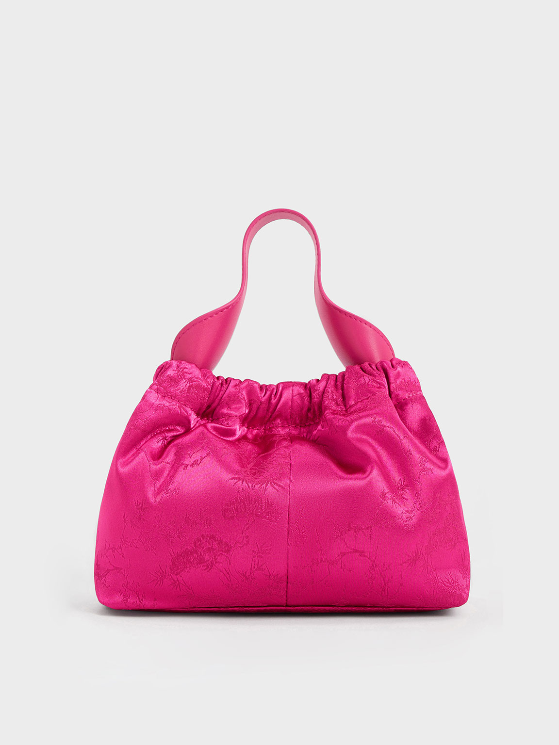 Charles & Keith - Ally Satin Floral-Print Ruched Bag