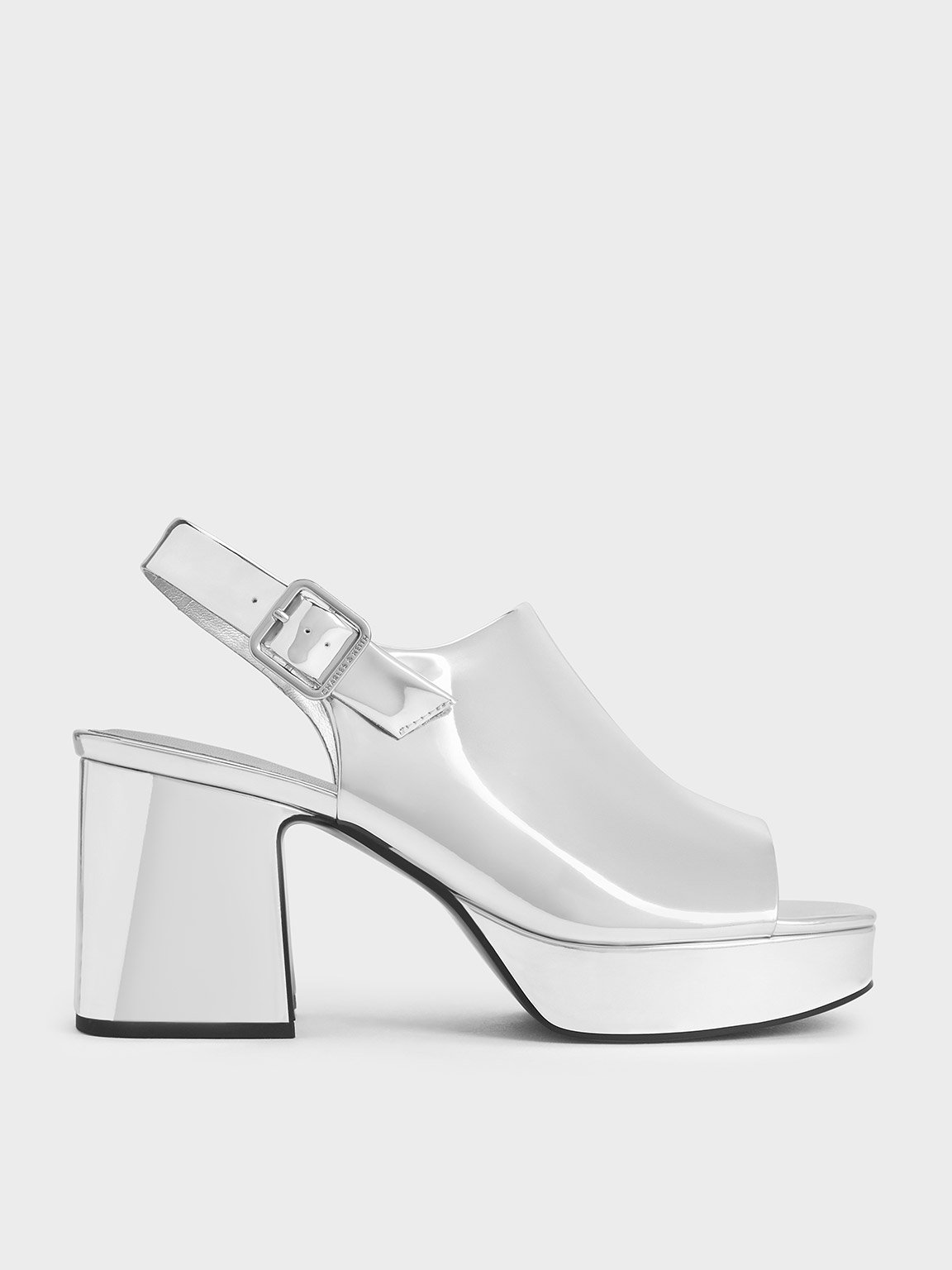 Charles & Keith - Metallic Peep-Toe Platform Sandals