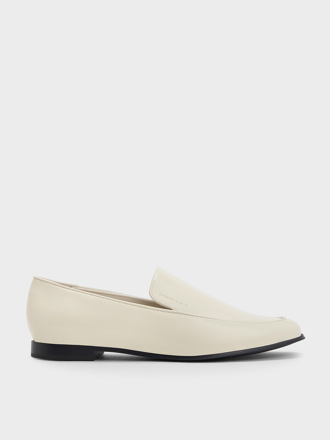 Charles & Keith - Almond-Toe Stitch-Trim Loafers