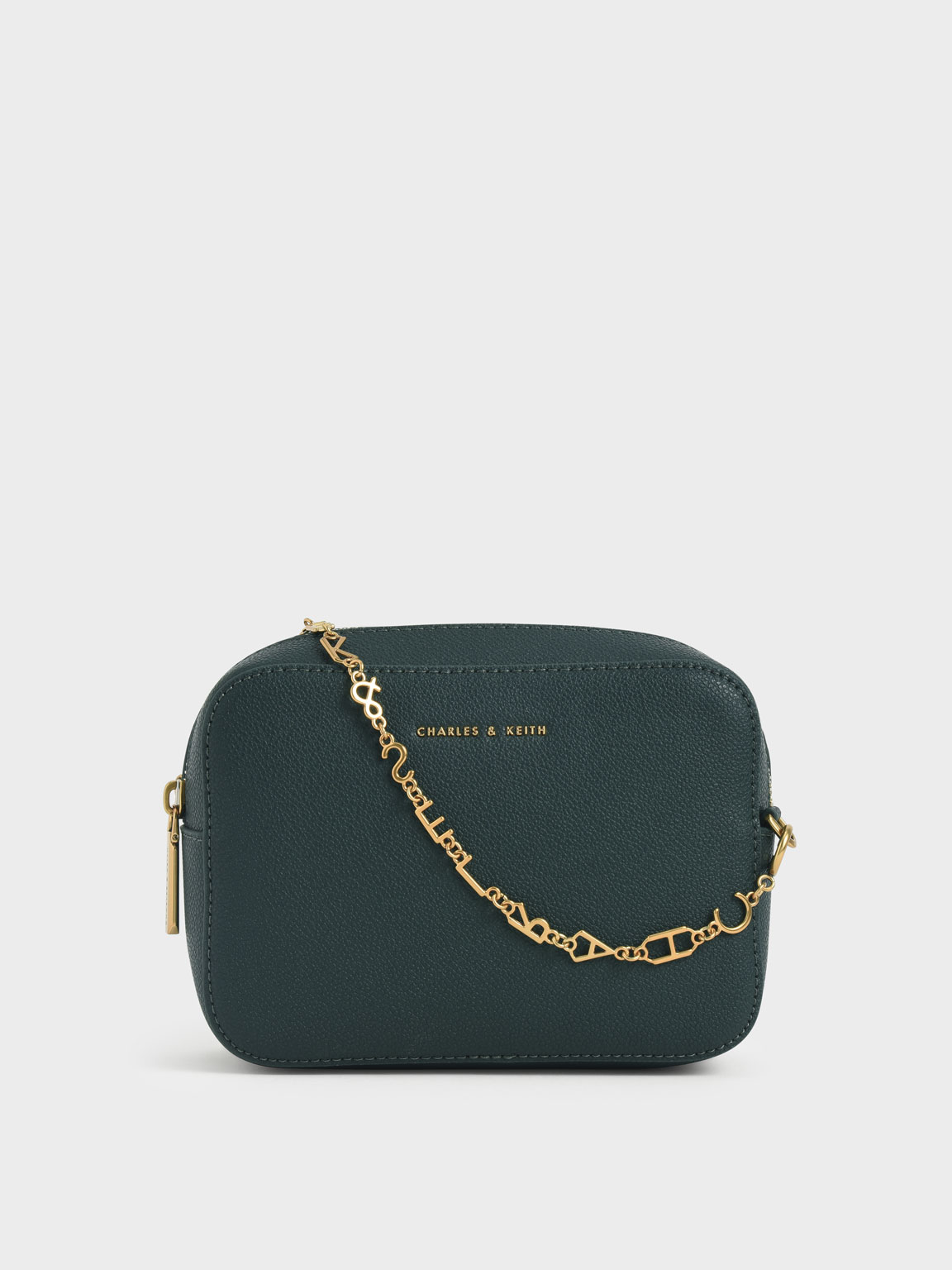 

Chain Link Boxy Clutch, Dark green