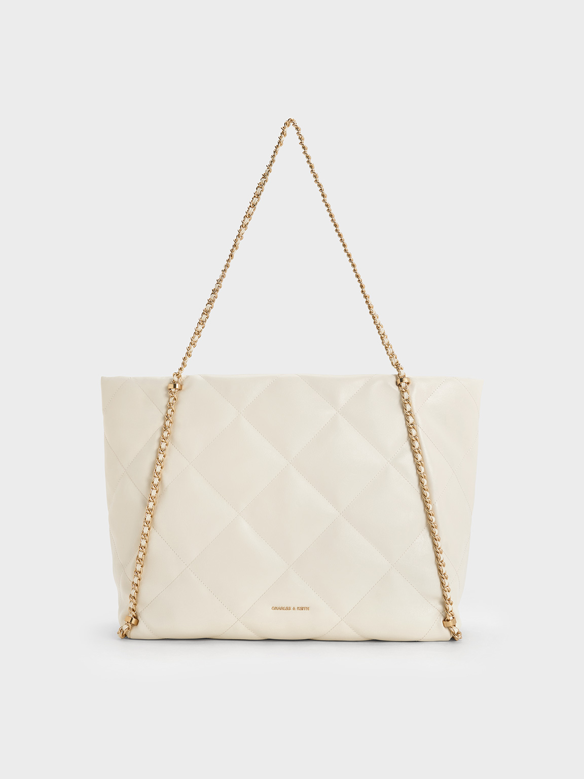 Charles & Keith - Apfra Quilted Chain-Embellished Tote Bag