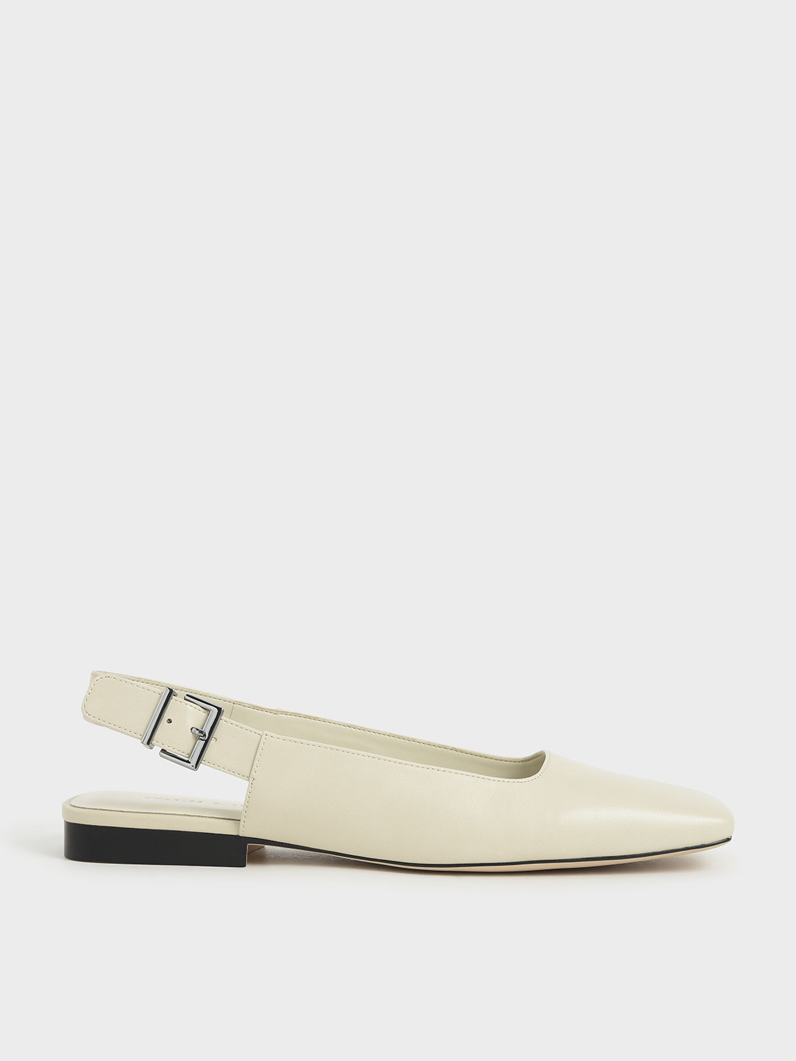 

Square Toe Slingback Ballerina Flats, Chalk