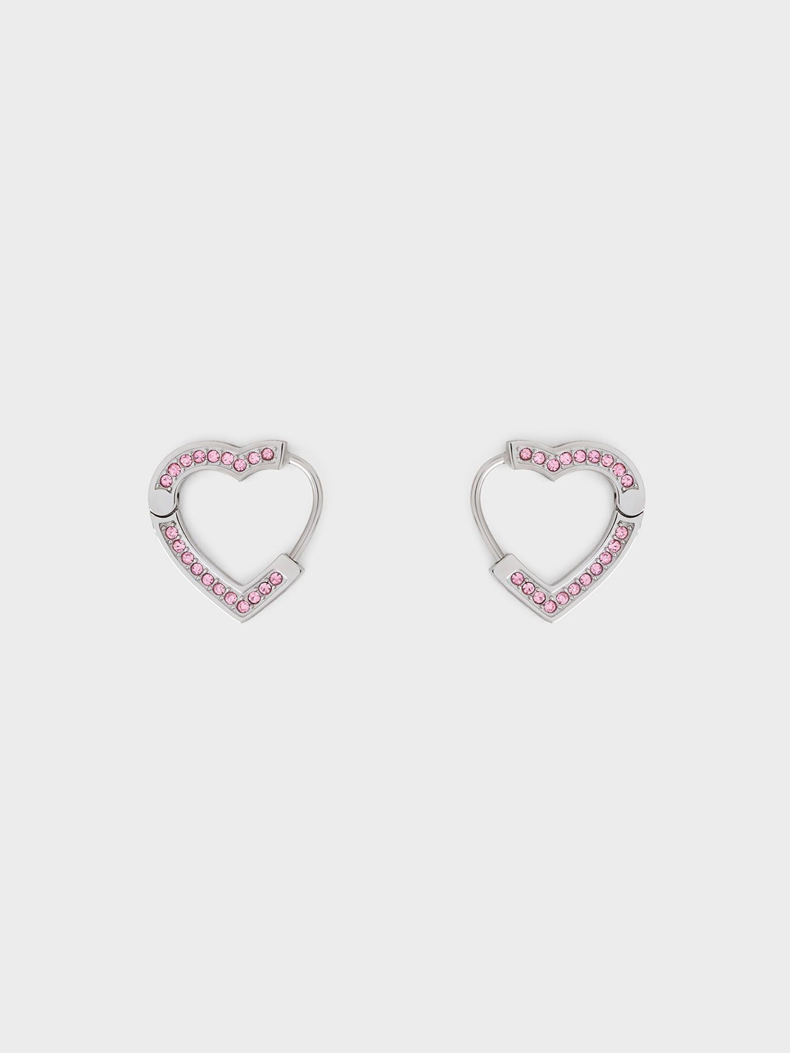 Charles & Keith - Malorie Crystal Heart Hoop Earrings