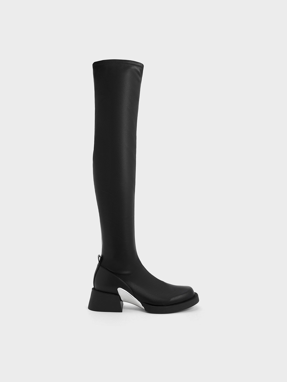 Charles & Keith - Devon Metallic-Accent Thigh-High Boots