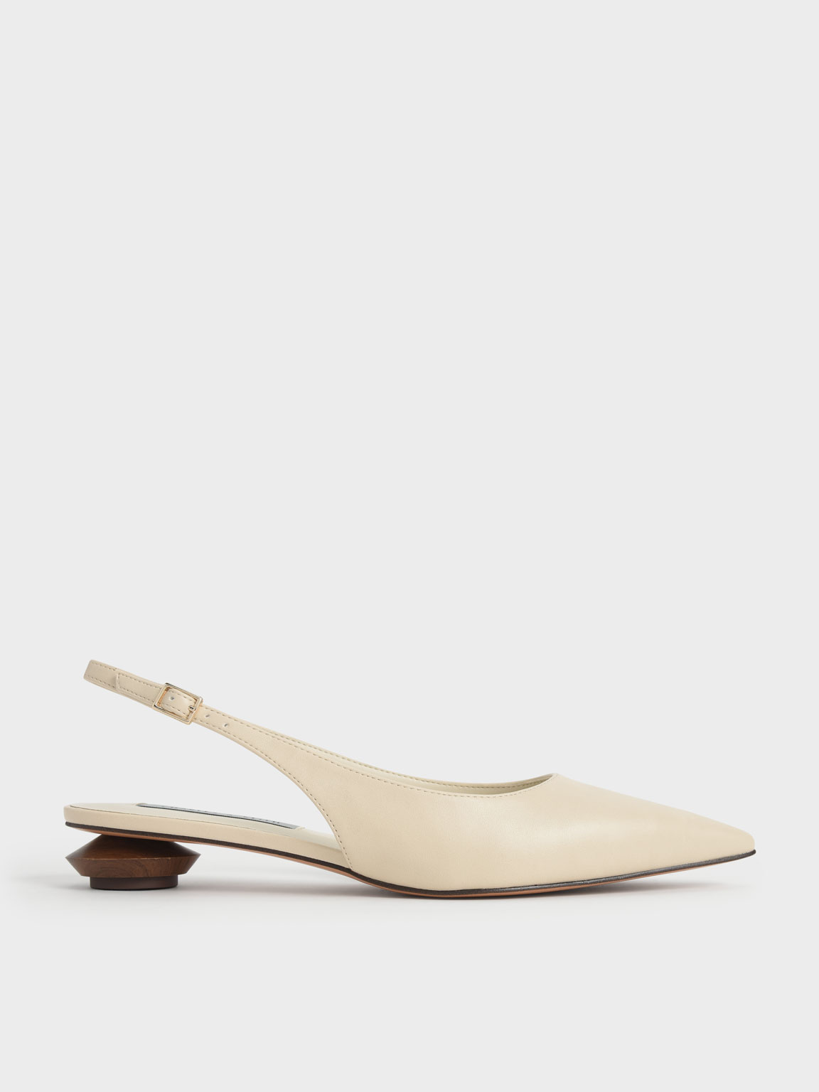 

Sculptural Heel Slingback Pumps, Chalk