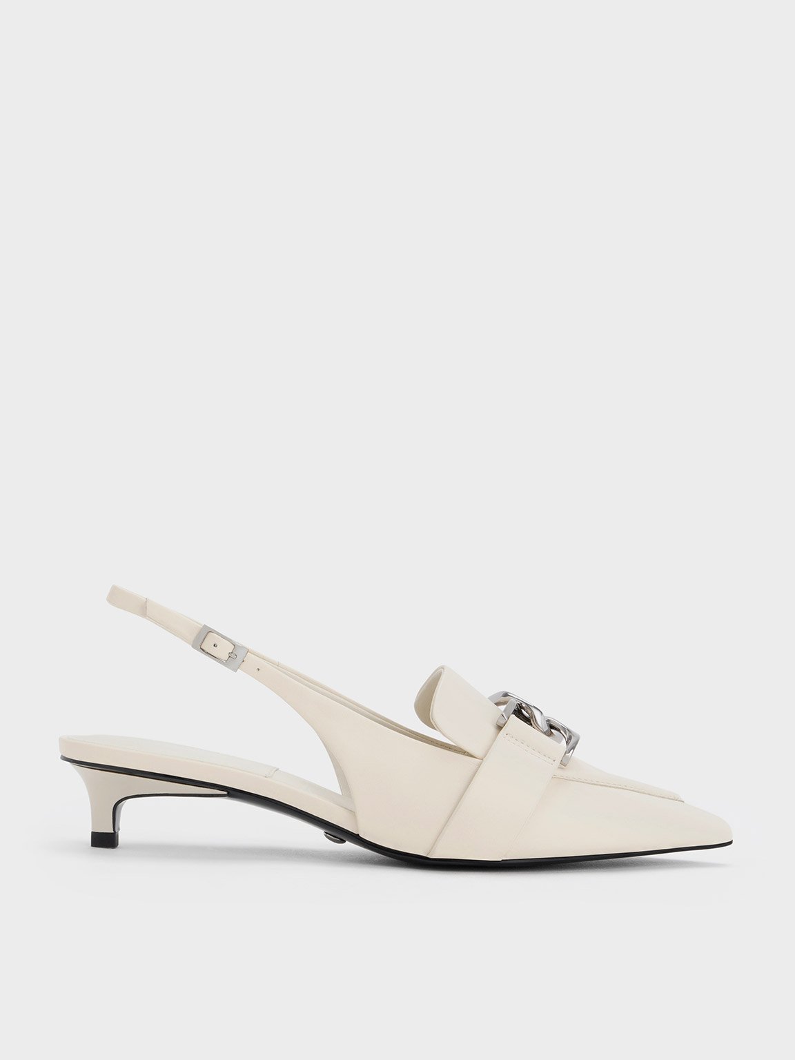 Charles & Keith - Gabine Leather Interlocking-Accent Slingback Pumps