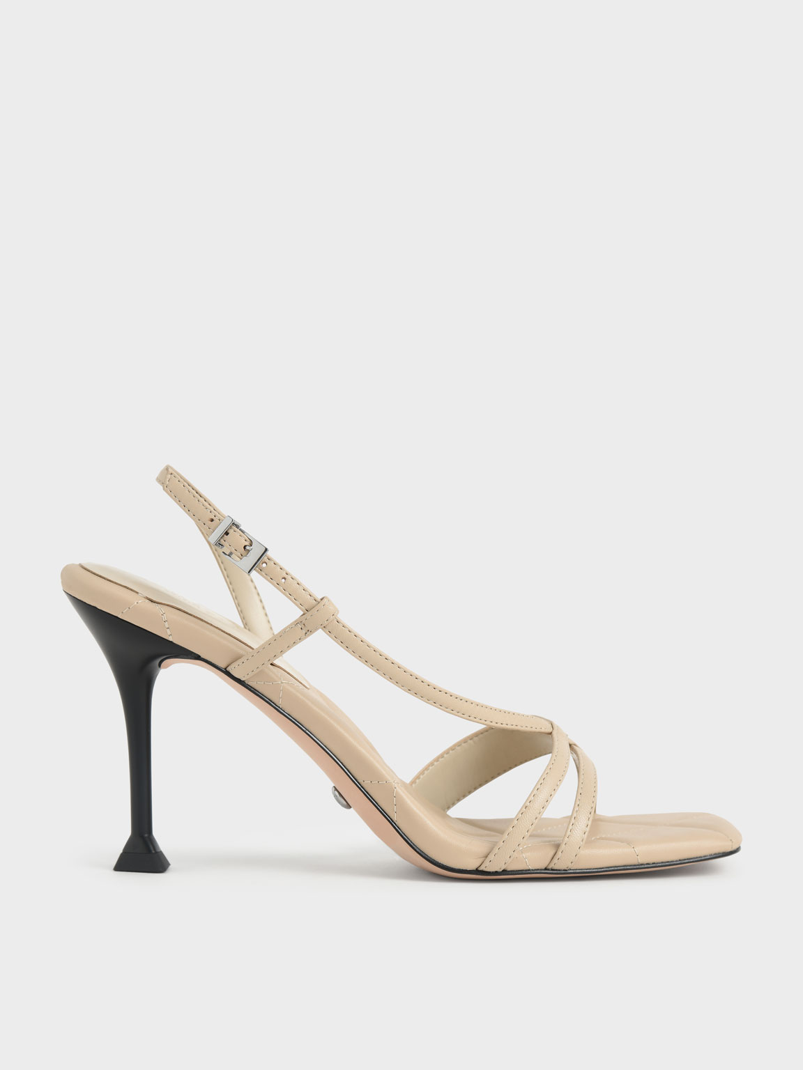 

Leather Sculptural Heel Sandals, Chalk