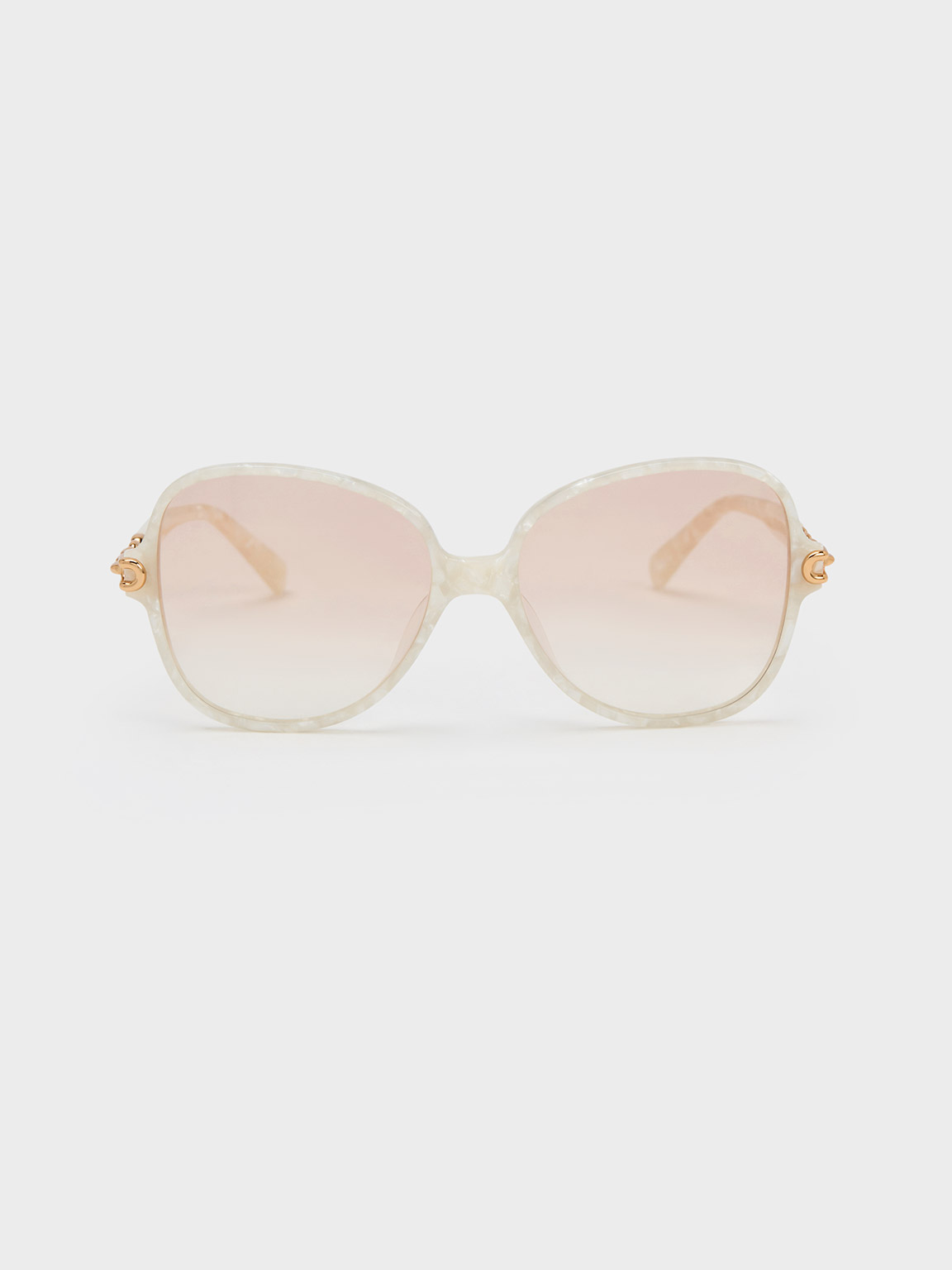 Cream Chain-Link Oversized Butterfly Sunglasses | CHARLES & KEITH UK