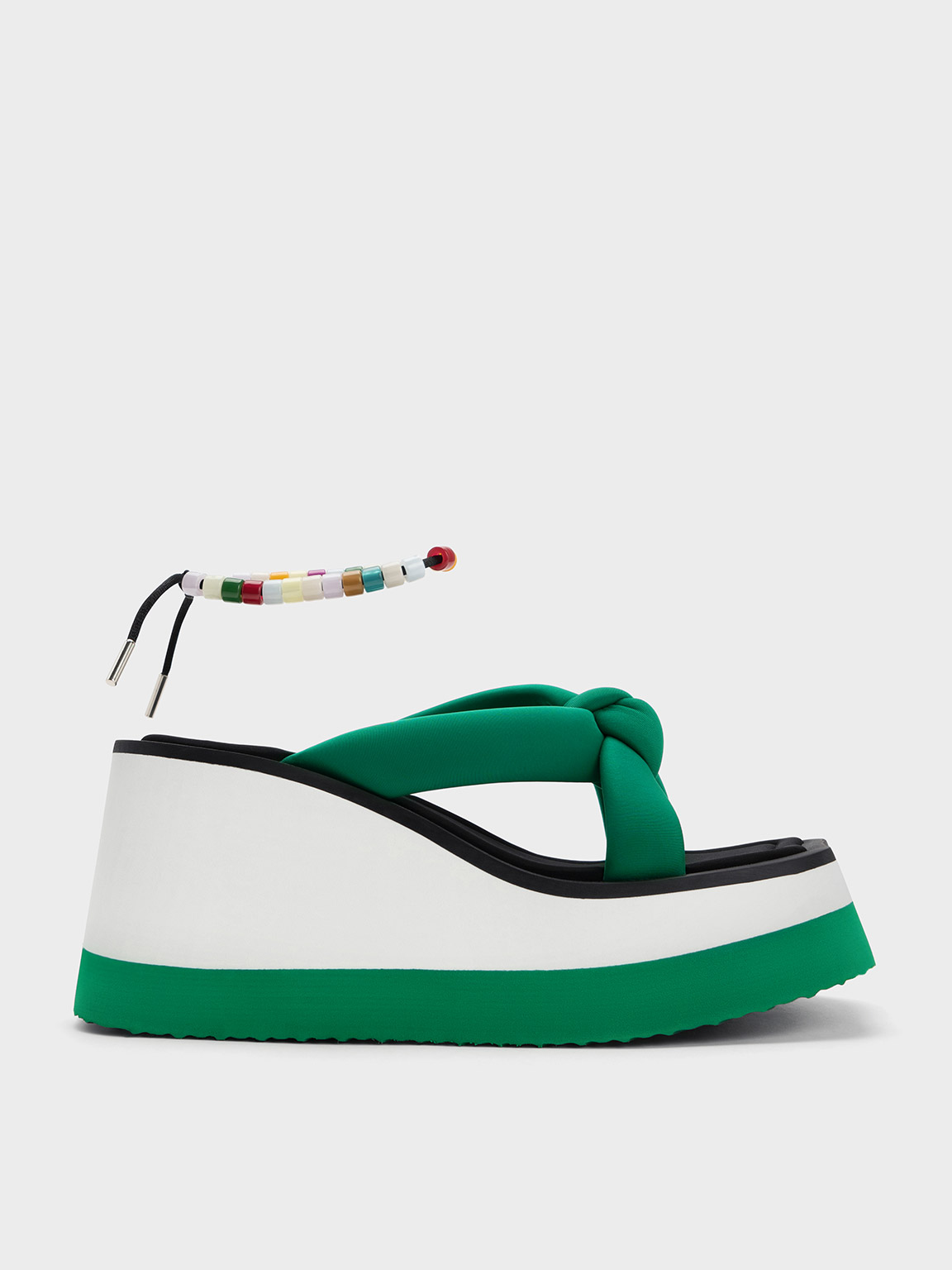 Green Tana Knotted Crossover Wedges - CHARLES & KEITH UK