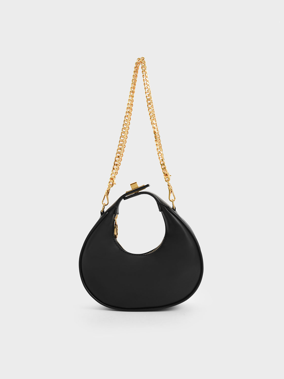 Black Mini Crescent Hobo Bag - CHARLES & KEITH UK